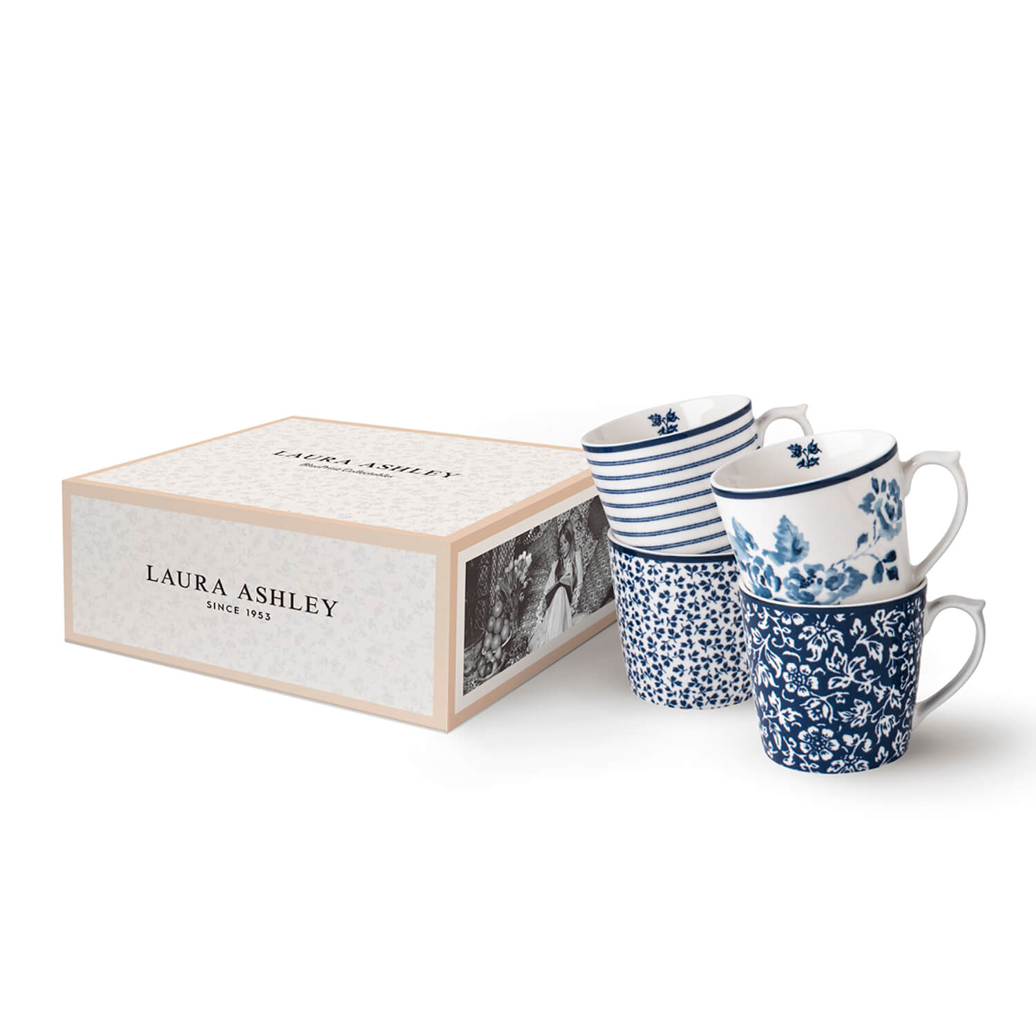 Laura Ashley Blueprint Collectables Set of 4 Mugs - 30cl - Multi 1 Shaws Department Stores