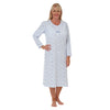 Allegra Spot Print Cotton Jersey Long Sleeve Nightdress - Denim