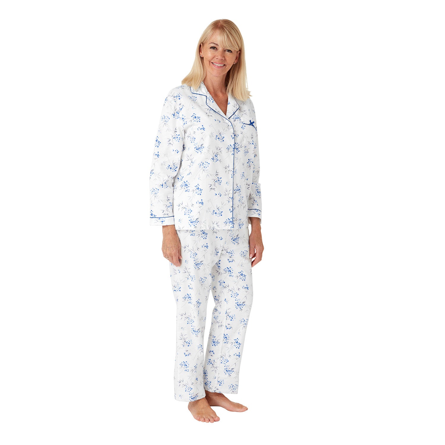 Marlon Tilly Brushed Cotton Pyjama - Blue 2 Shaws Department Stores