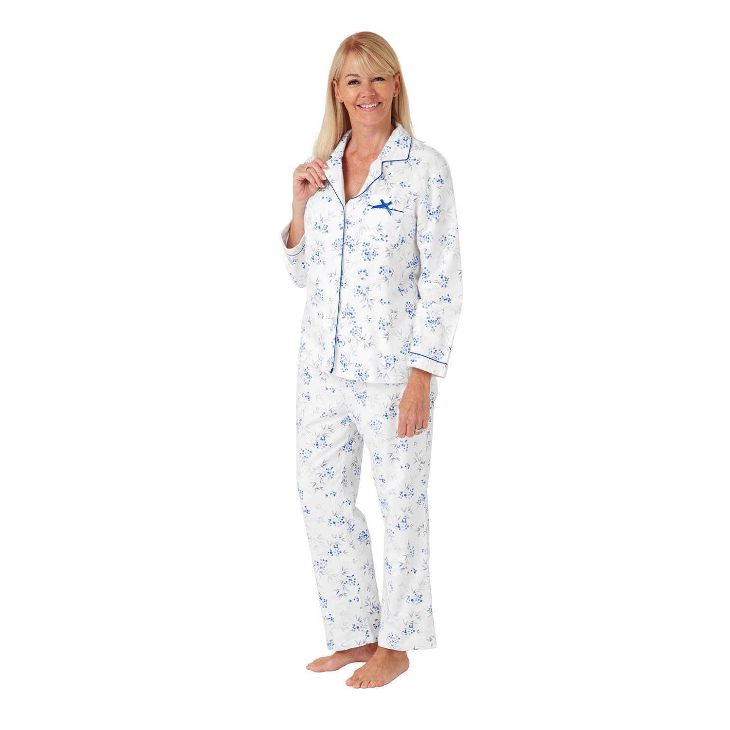 Marlon Tilly Brushed Cotton Pyjama - Blue 1 Shaws Department Stores