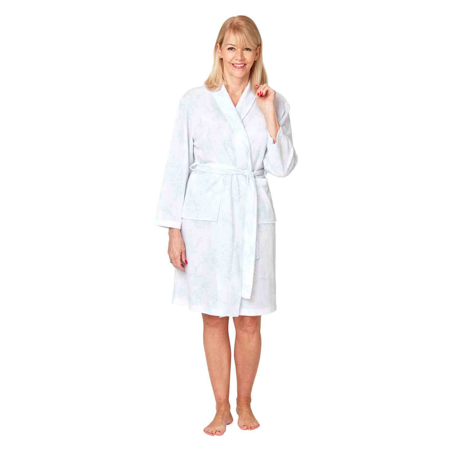 Marlon Floral Waffle Robe With Collar - Blue 1 Shaws Department Stores