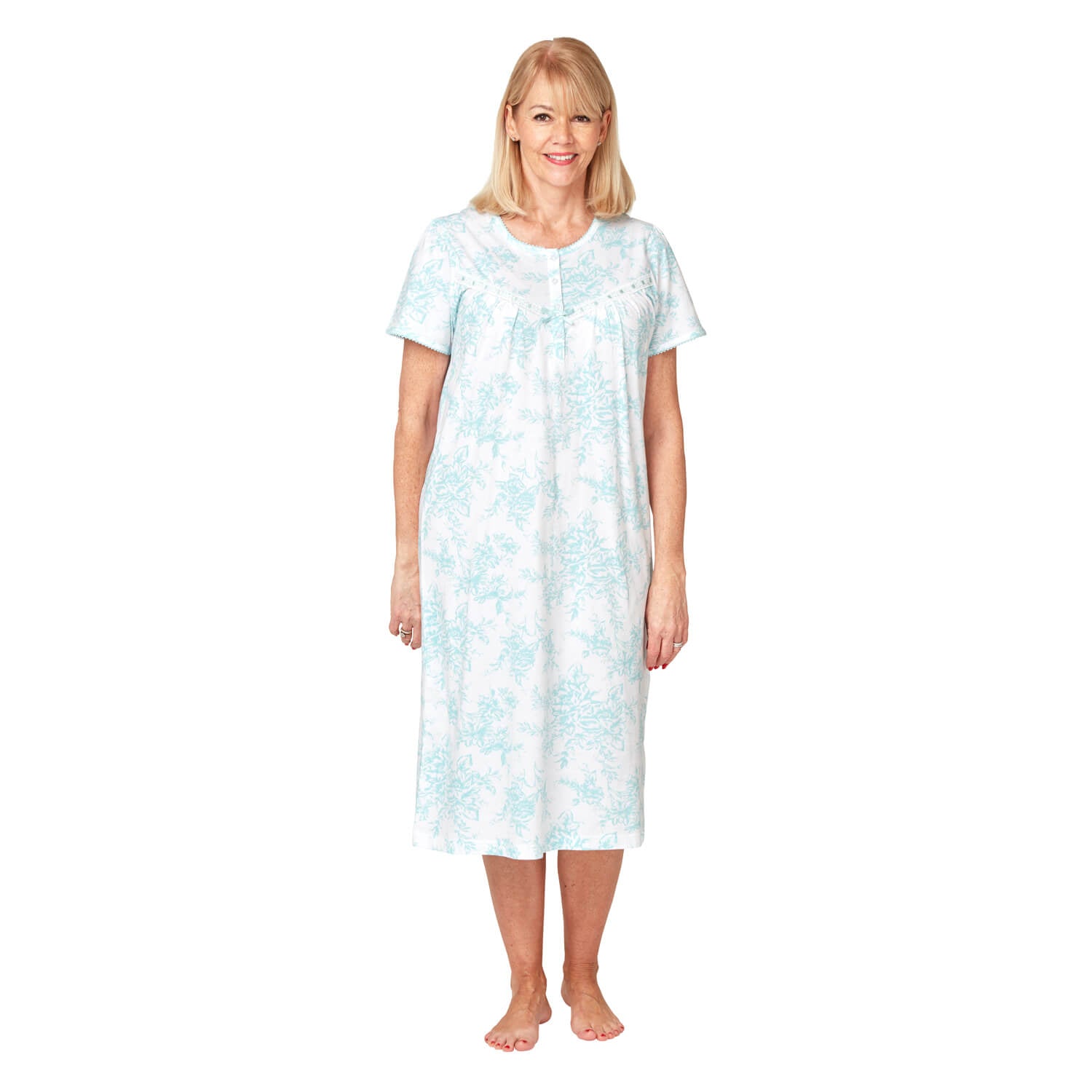Marlon Agnes Floral Short-Sleeve Nightdress - Blue 3 Shaws Department Stores