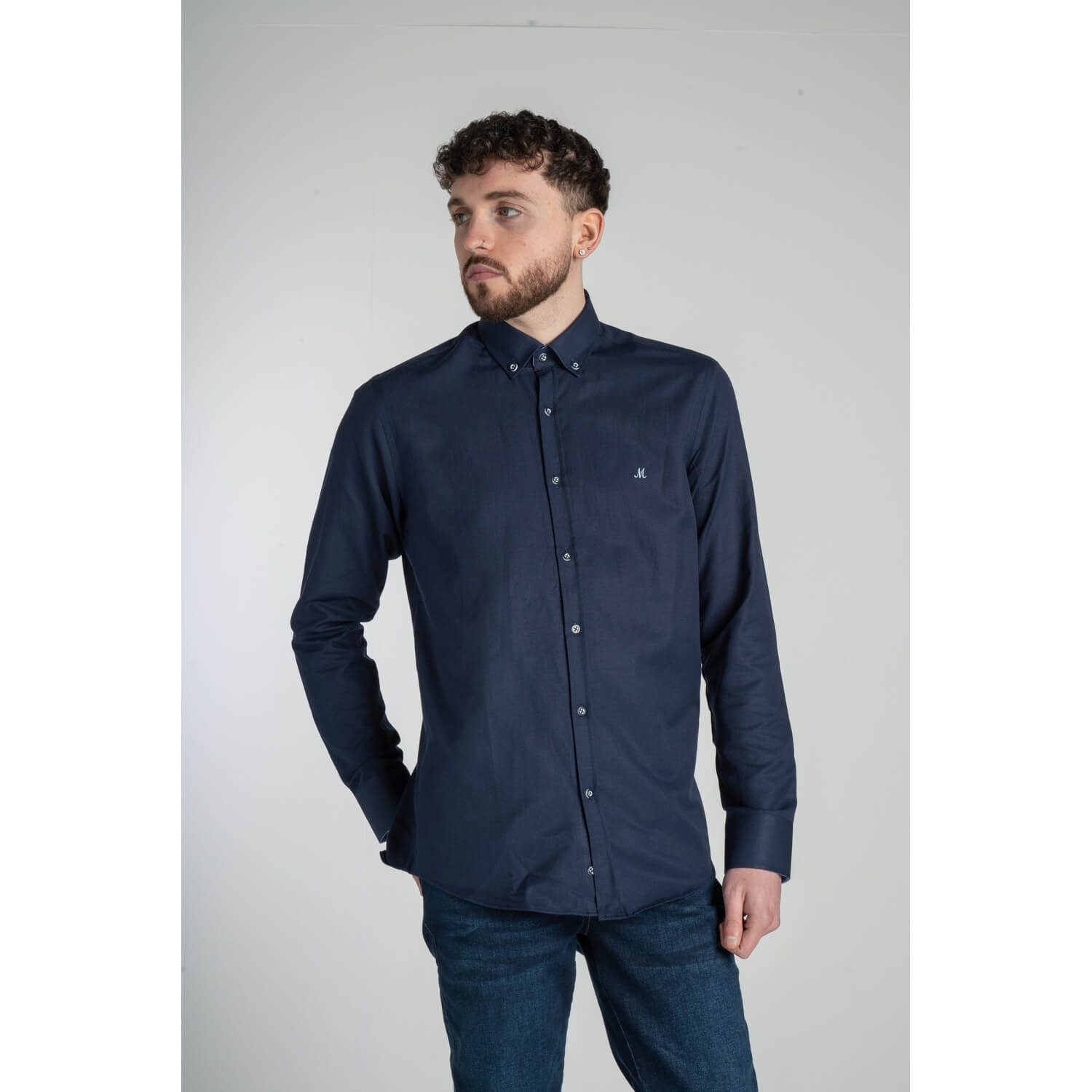Mineral Lolland Long-sleeve Shirt - Navy 1 Shaws Department Stores