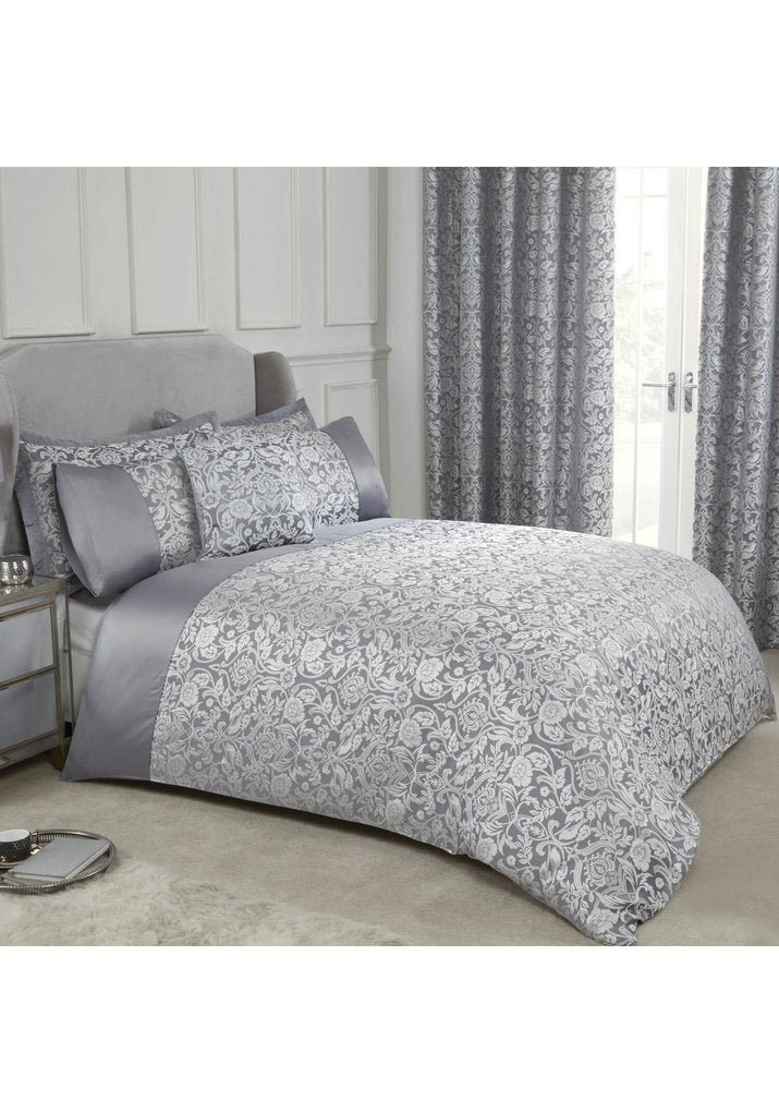  Maison By Emma Barclay Embellished Jacquard Duvet Set - Silver 1 Shaws Department Stores