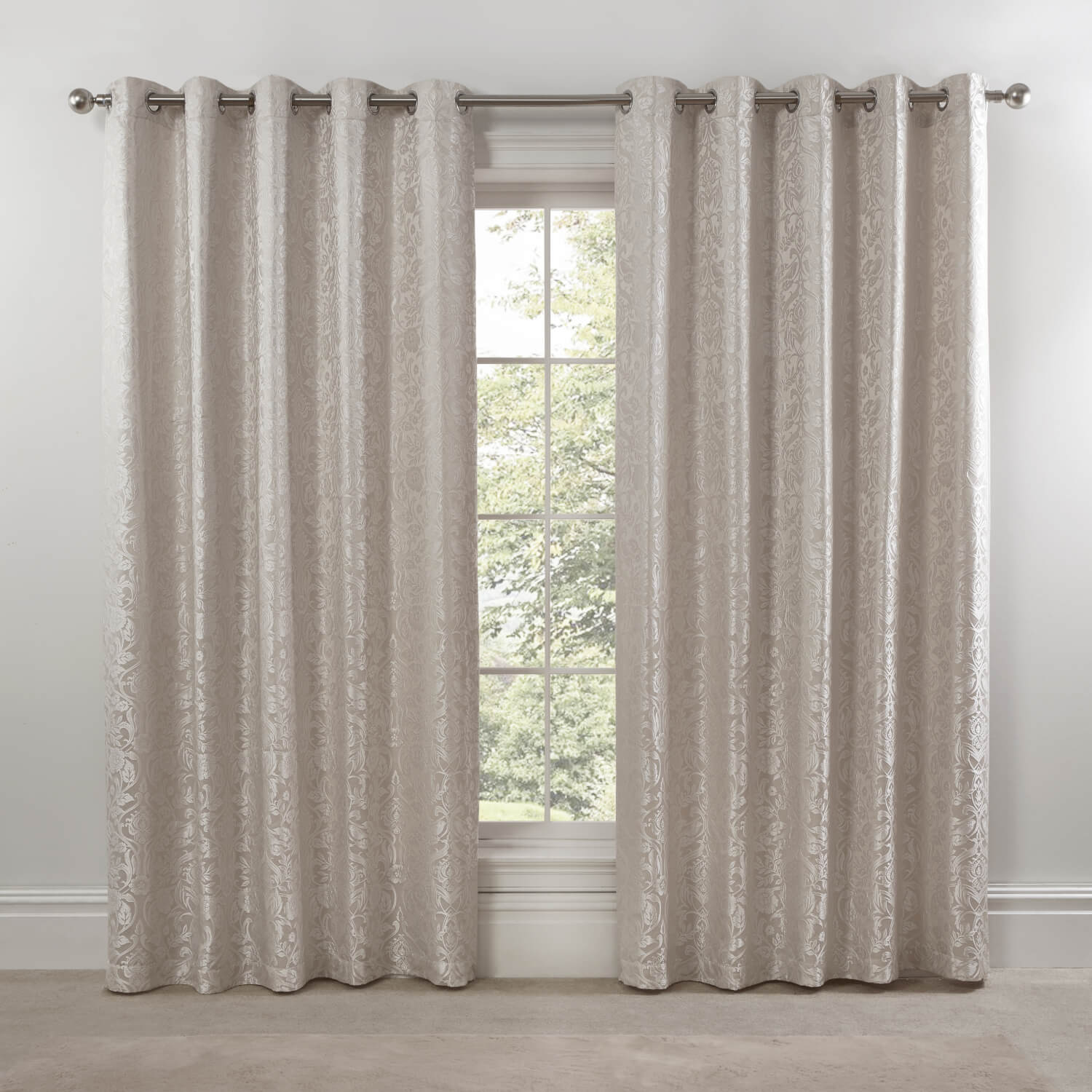 Maison By Emma Barclay Lined Eyelet Jacquard Curtains - Cream 4 Shaws Department Stores