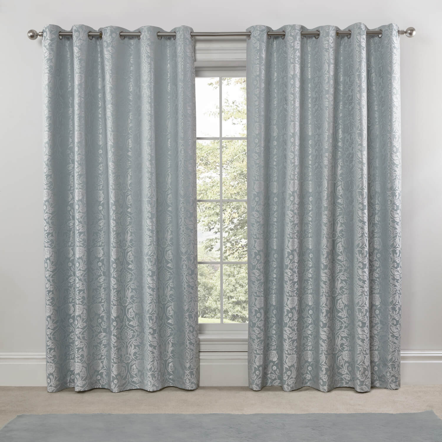 Maison By Emma Barclay Lined Eyelet Jacquard Curtains - Duck Egg 4 Shaws Department Stores
