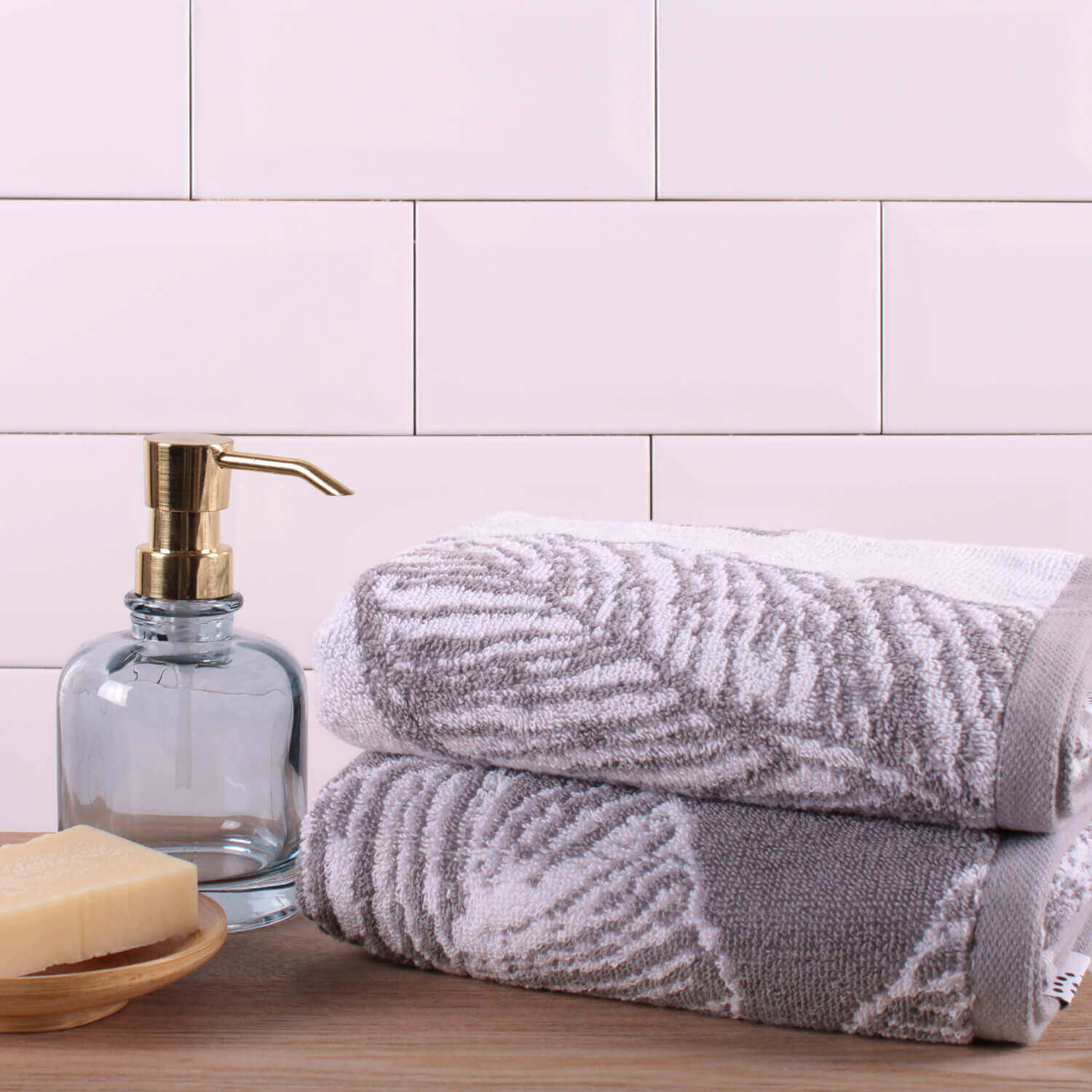 The Home Bathroom Matteo Jacquard Hand Towel - Grey 1 Shaws Department Stores