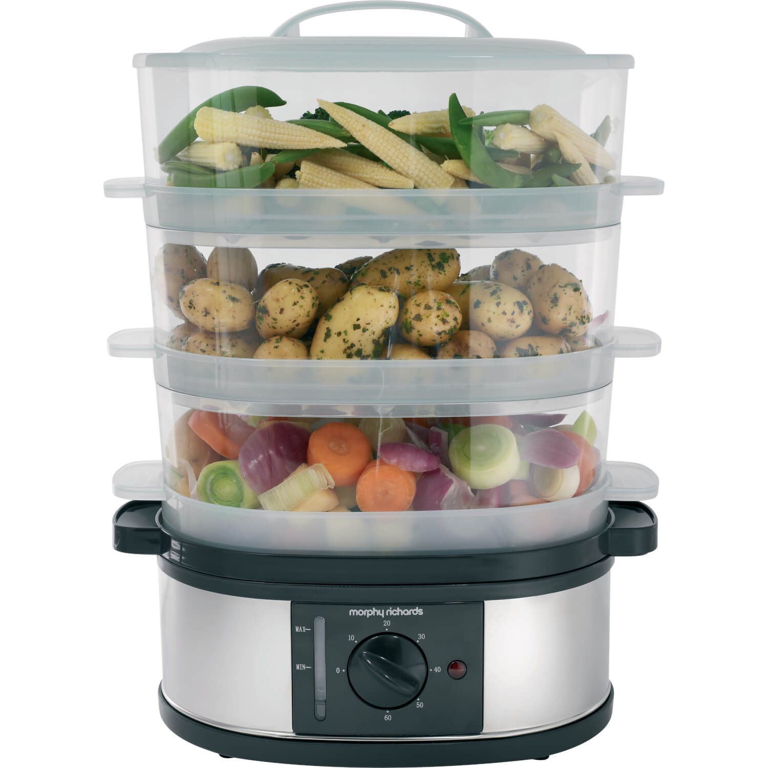 Morphy Richards 3-Tier Food Steamer - 9L - Steel | 48755 1 Shaws Department Stores