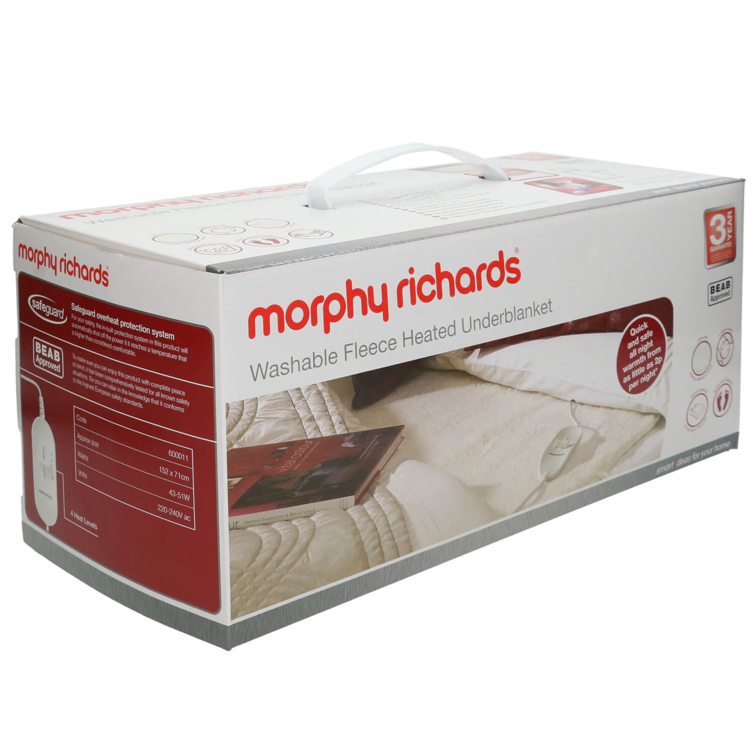 Morphy Richards Washable Fleece Heated Underblanket – Single Size | 600011 1 Shaws Department Stores