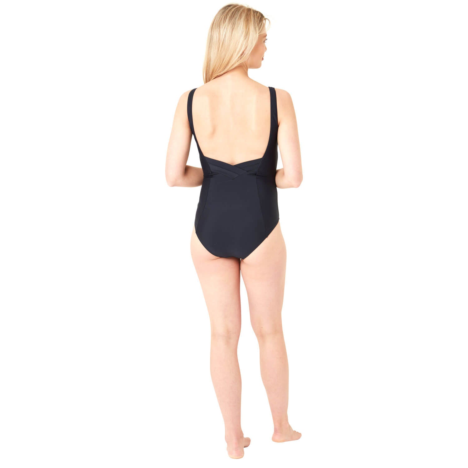 Oyster Bay Plain Pleated Swimsuit - Navy 2 Shaws Department Stores