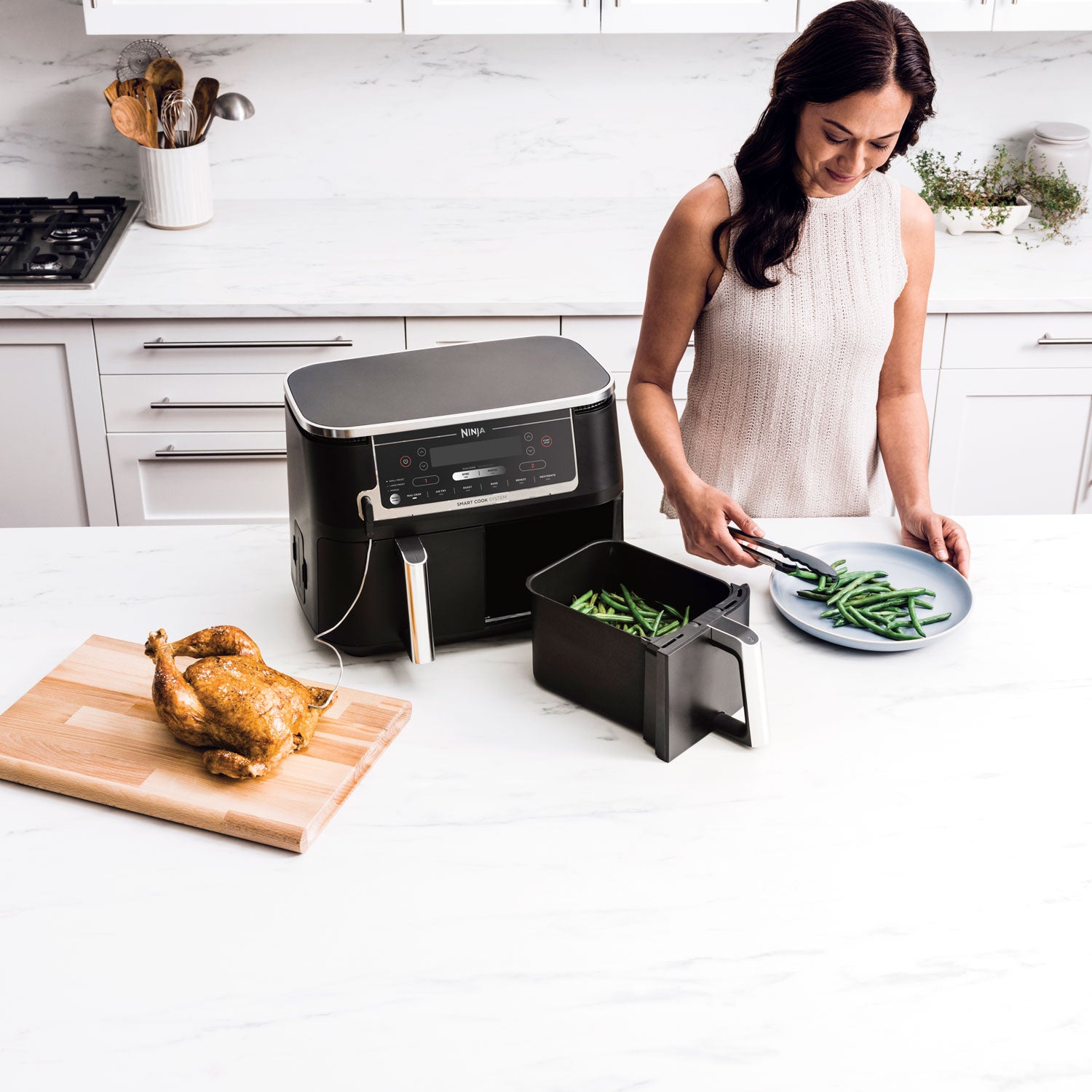 AF451 Ninja Dual Air Fryer 9.5L with Smart Cook Probe Black Shaws