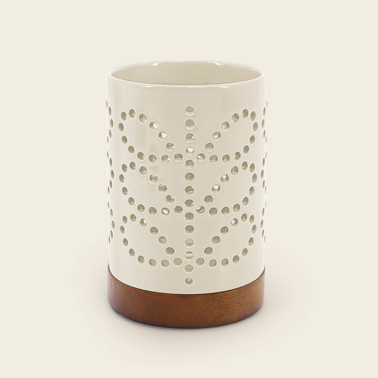 Orla Kiely Ceramic Candle Holder - Linear Stem Cream 1 Shaws Department Stores