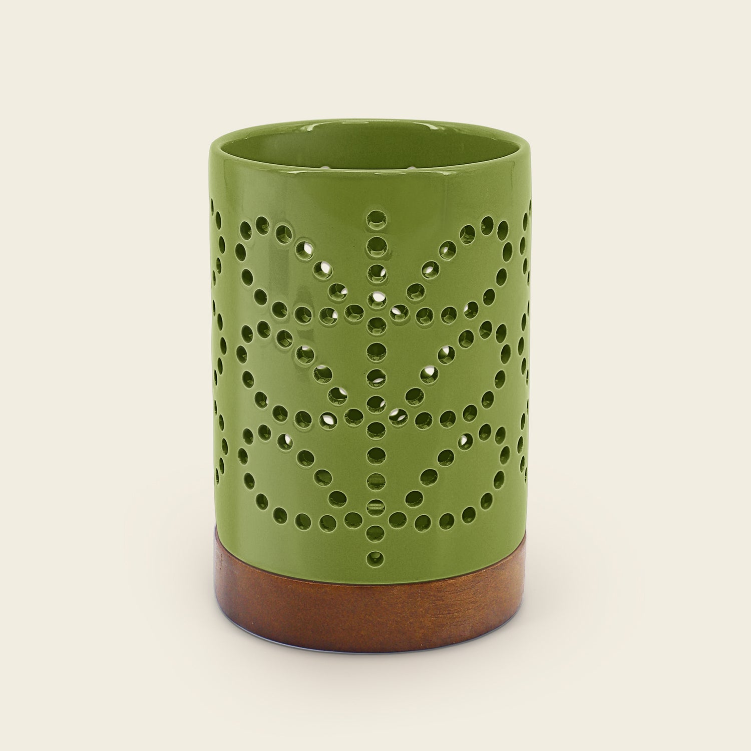Orla Kiely Ceramic Candle Holder - Linear Stem Olive 1 Shaws Department Stores