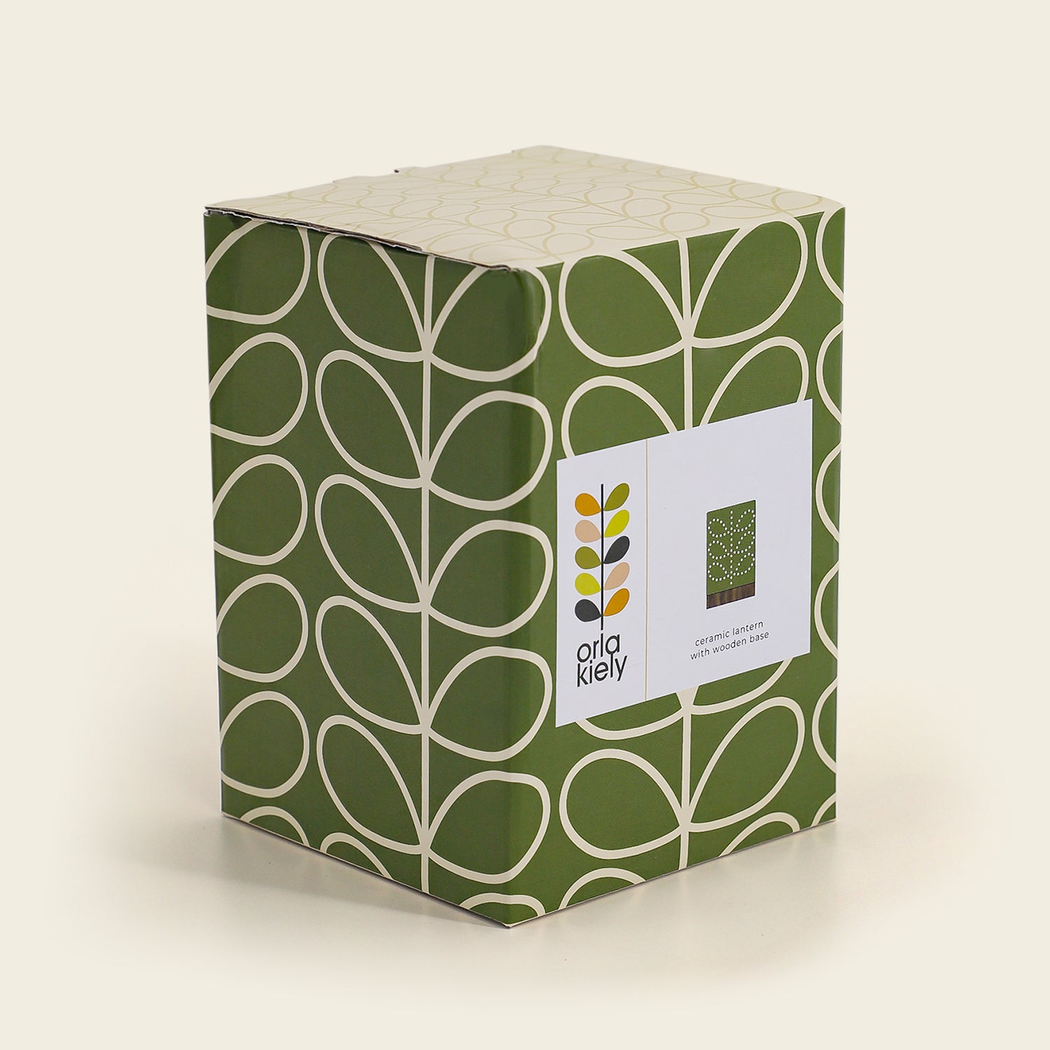 Orla Kiely Ceramic Candle Holder - Linear Stem Olive 2 Shaws Department Stores