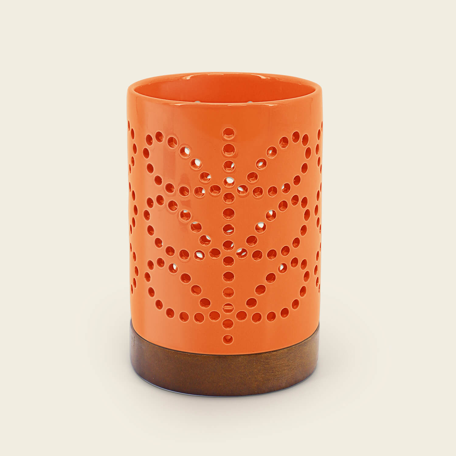 Orla Kiely Ceramic Candle Holder - Linear Stem Persimmon 1 Shaws Department Stores
