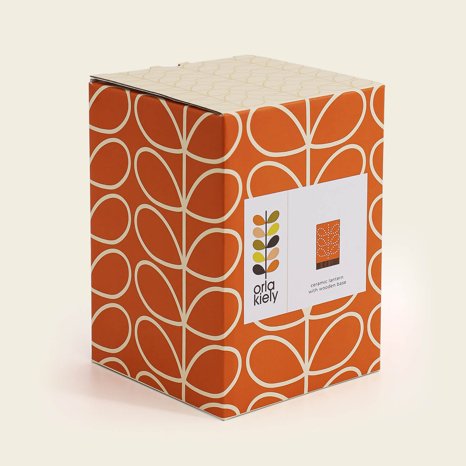 Orla Kiely Ceramic Candle Holder - Linear Stem Persimmon 2 Shaws Department Stores