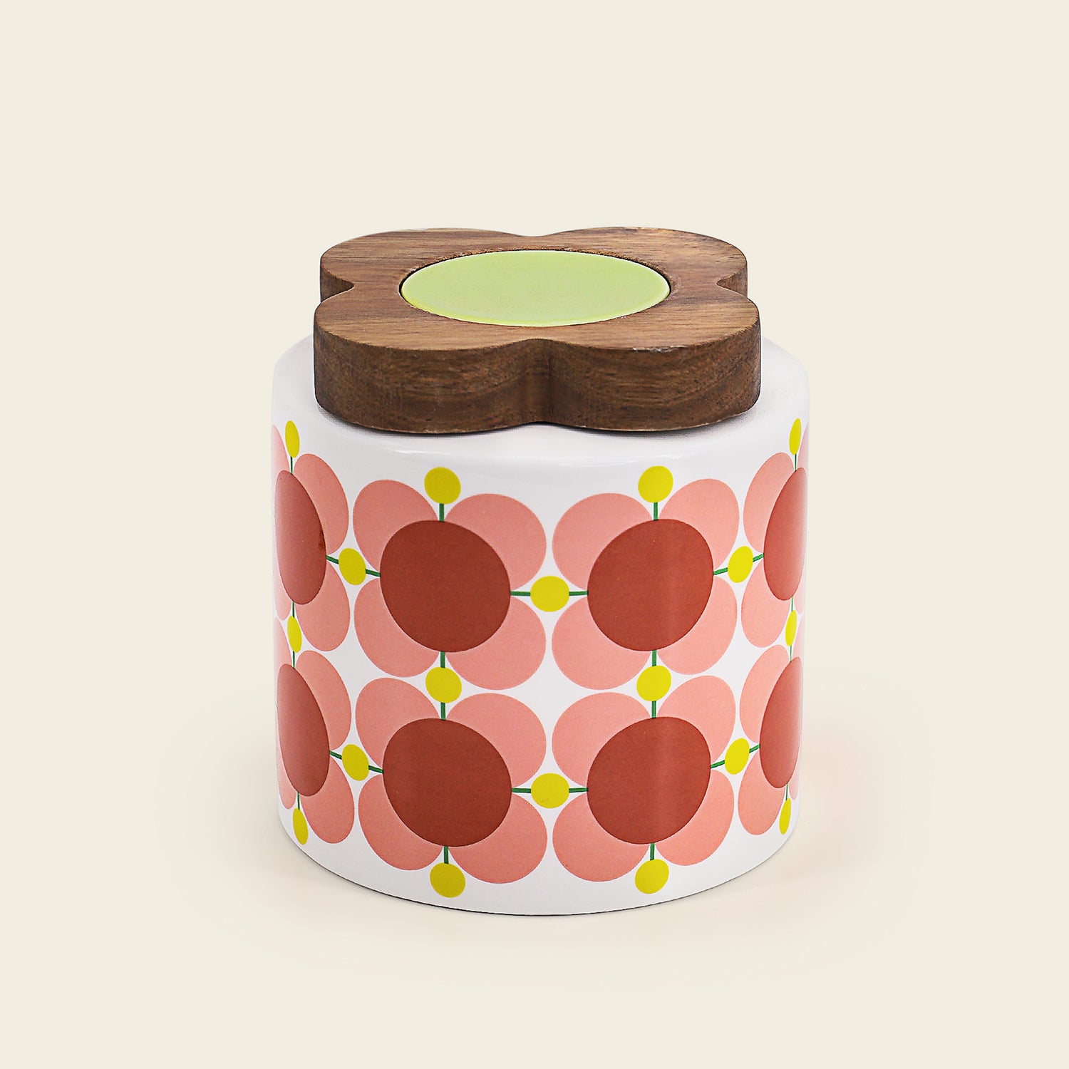 Orla Kiely Ceramic Storage Jar - Atomic Flower Bubblegum 1 Shaws Department Stores