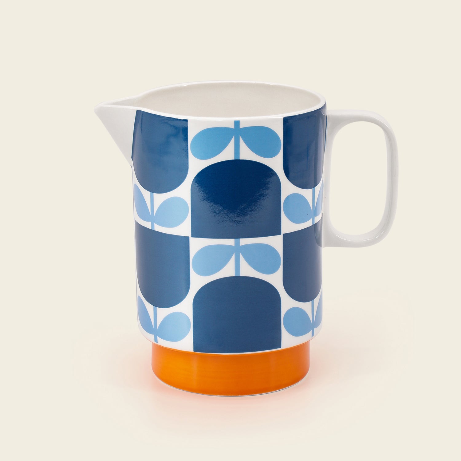 Orla Kiely Pitcher Jug - Block Flower Navy 1 Shaws Department Stores