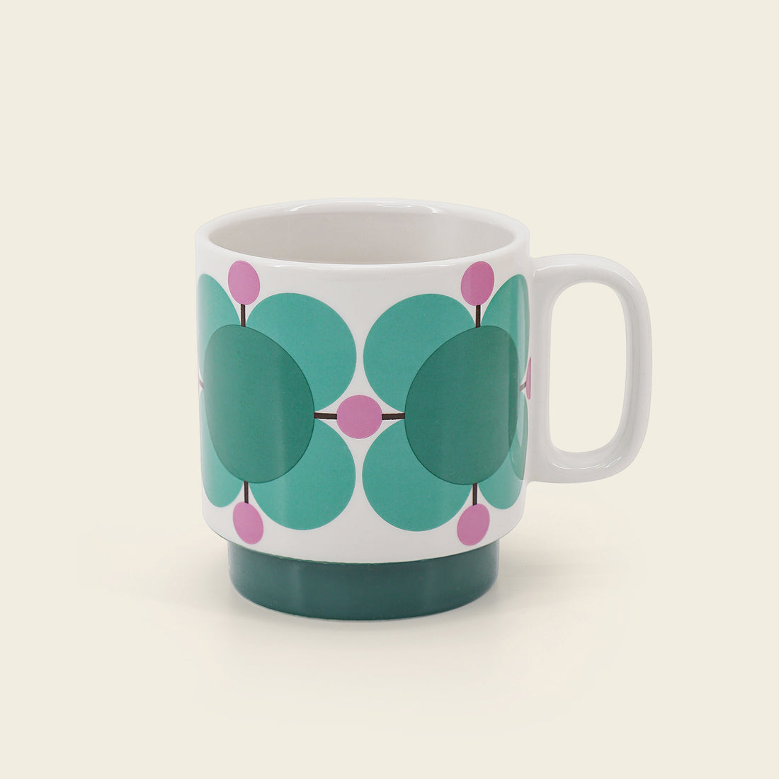 Orla Kiely Set 2 Mugs - Atomic Flower Jewel/Latte 2 Shaws Department Stores