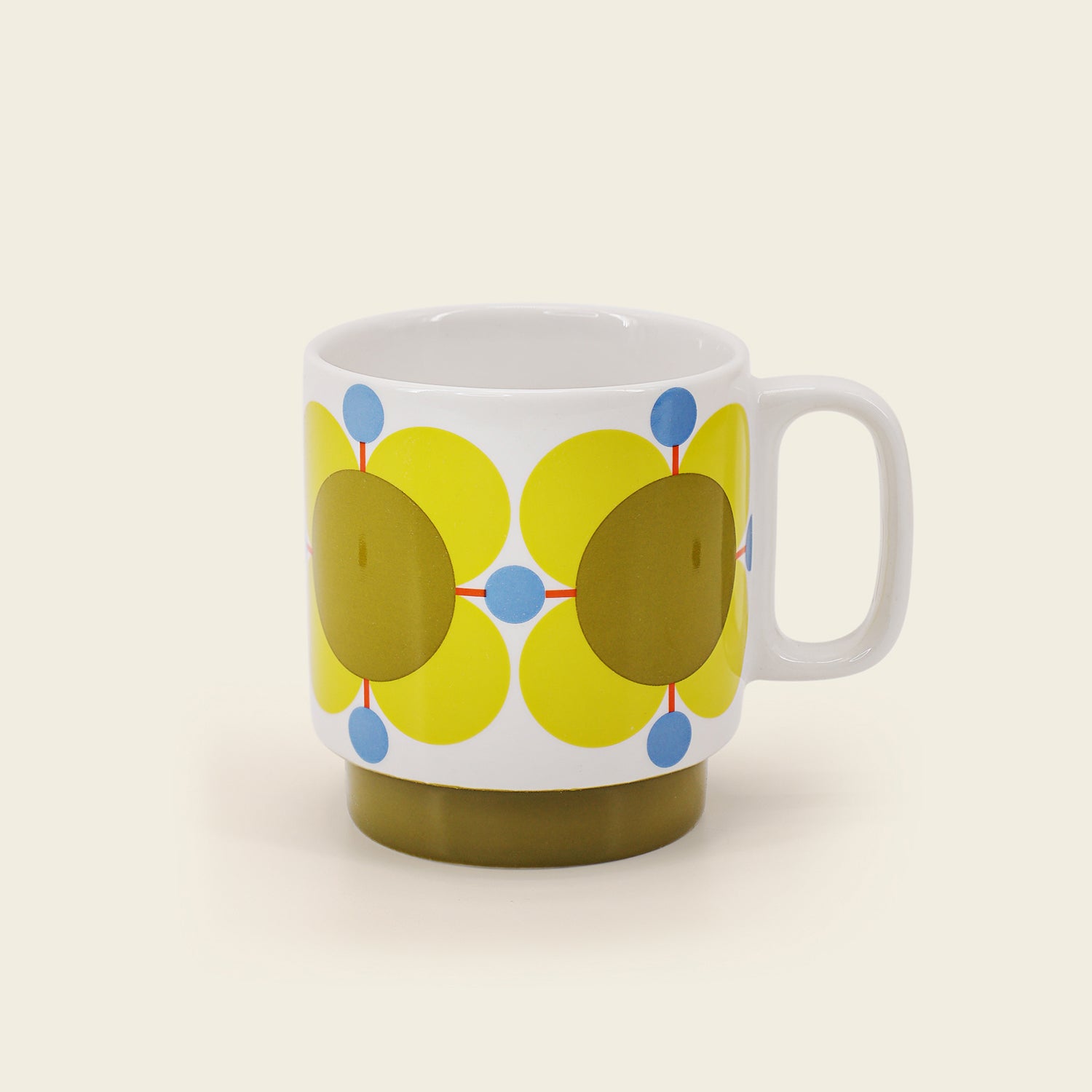 Orla Kiely Set of 4 Stacking Mugs - Atomic Flower 2 Shaws Department Stores