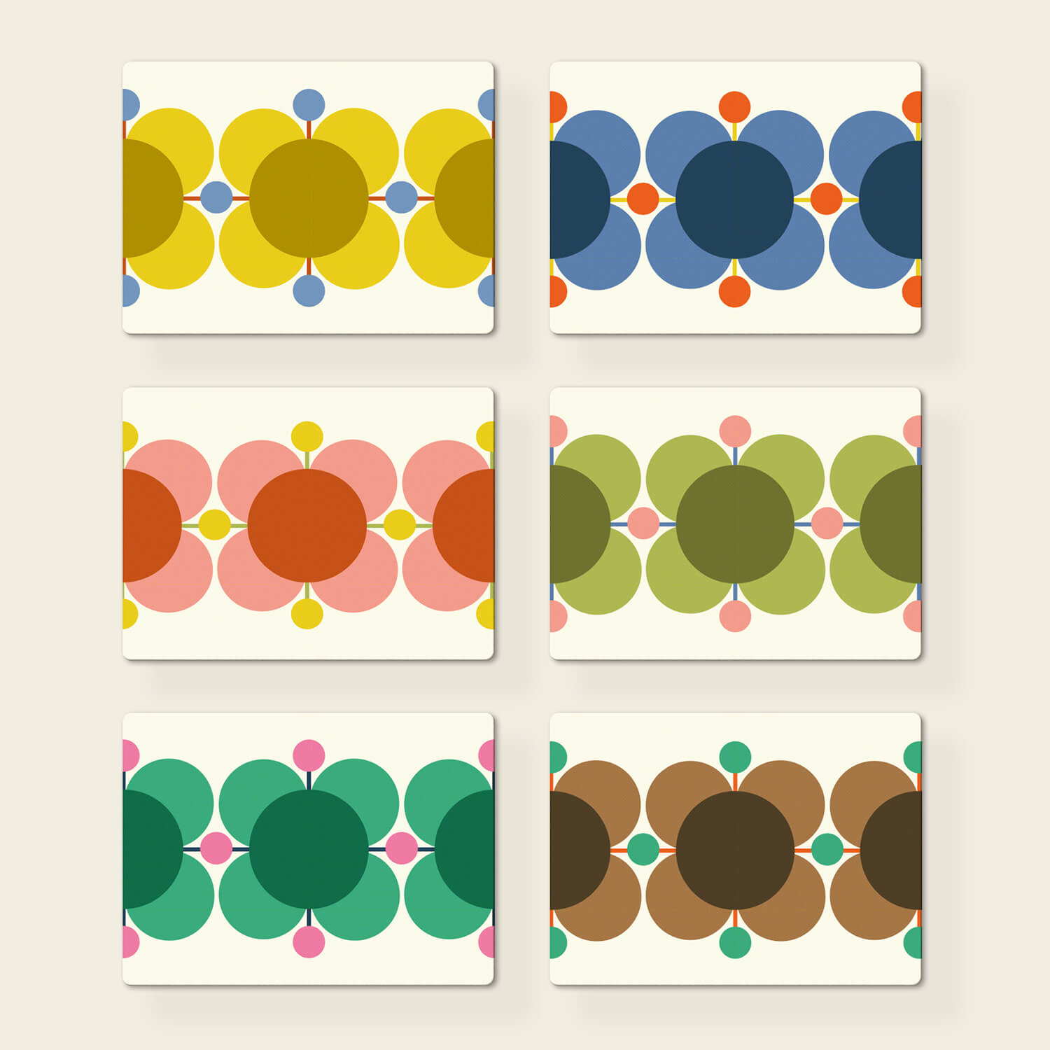 Orla Kiely Set of 6 Placemats - Atomic Flower 1 Shaws Department Stores