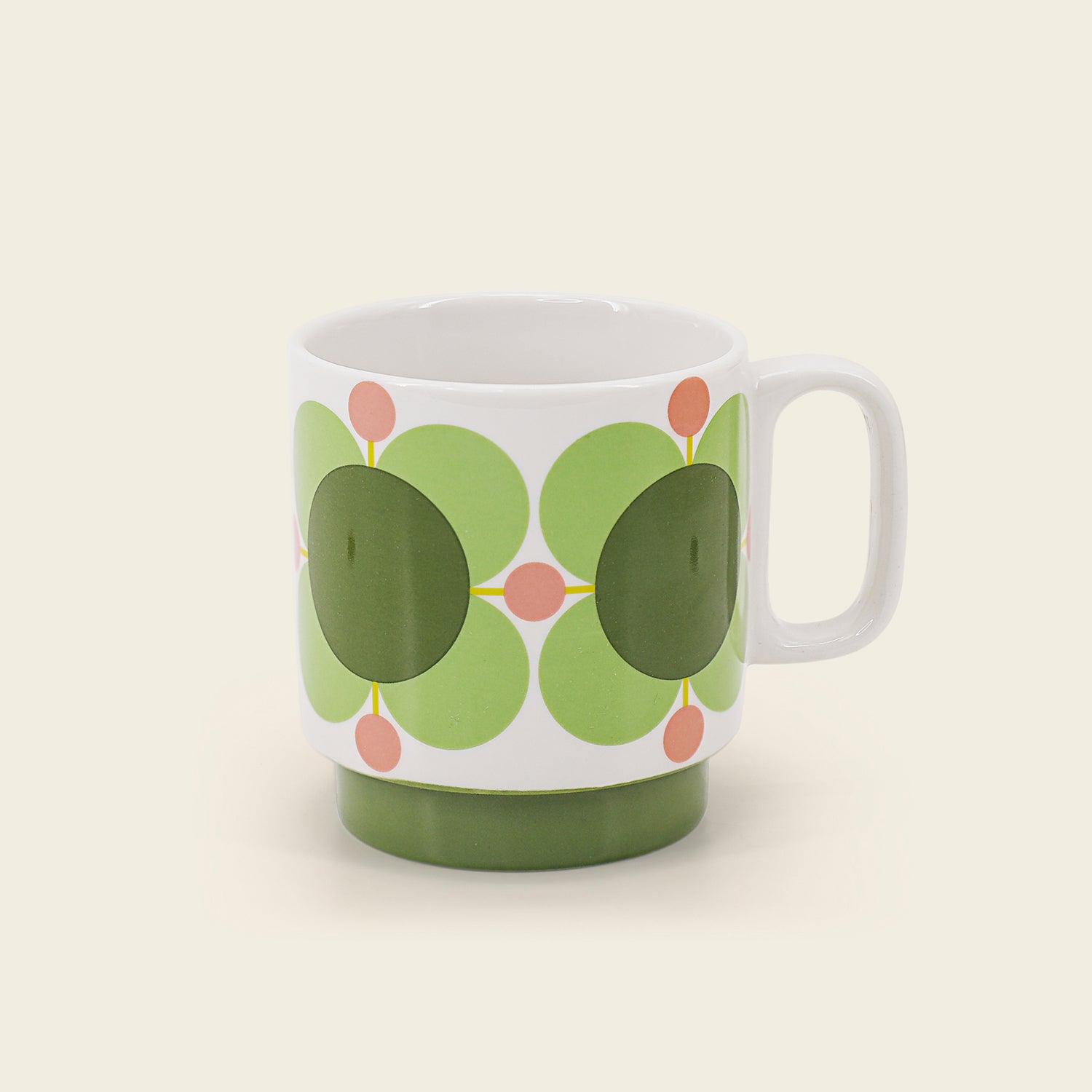 Orla Kiely Set 2 Mugs - Atomic Flower Bubblegum/Basil 2 Shaws Department Stores