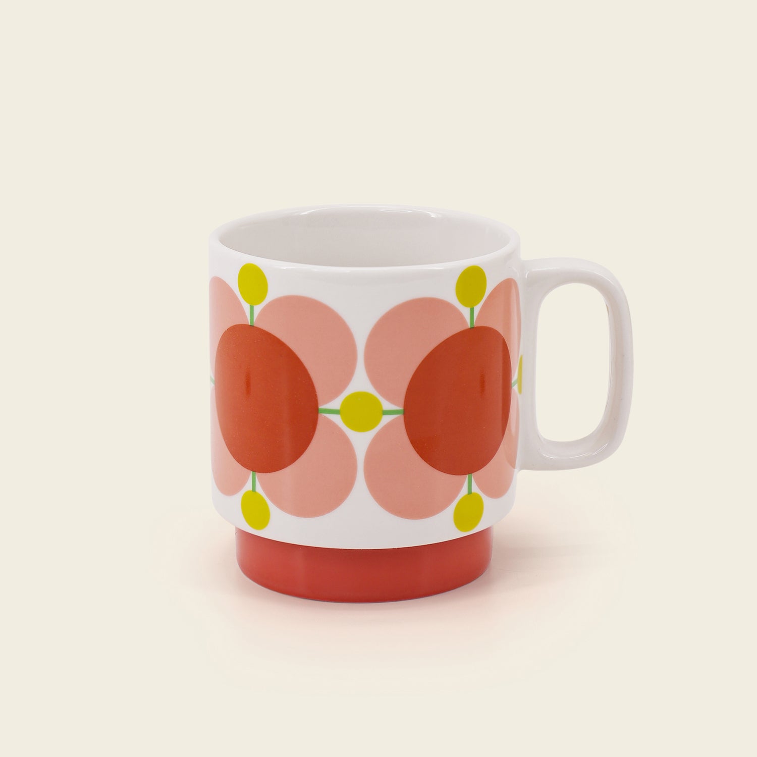 Orla Kiely Set 2 Mugs - Atomic Flower Bubblegum/Basil 3 Shaws Department Stores