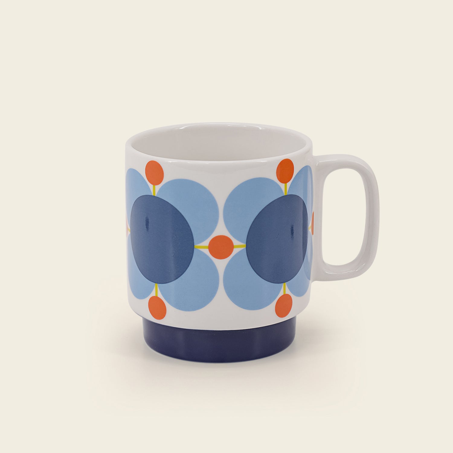 Orla Kiely Set 2 Mugs - Atomic Flower Sky/Sunflower 3 Shaws Department Stores