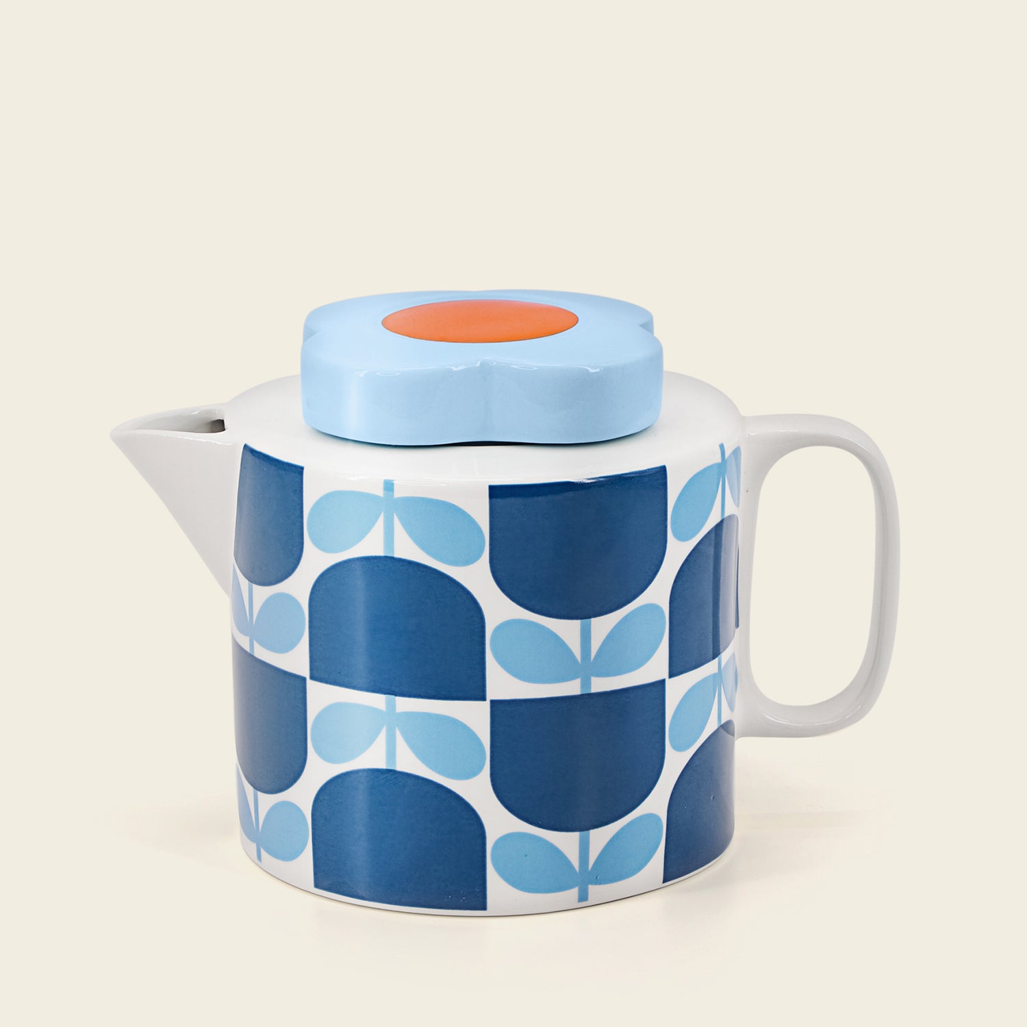 Orla Kiely Teapot - Block Flower Navy 1 Shaws Department Stores