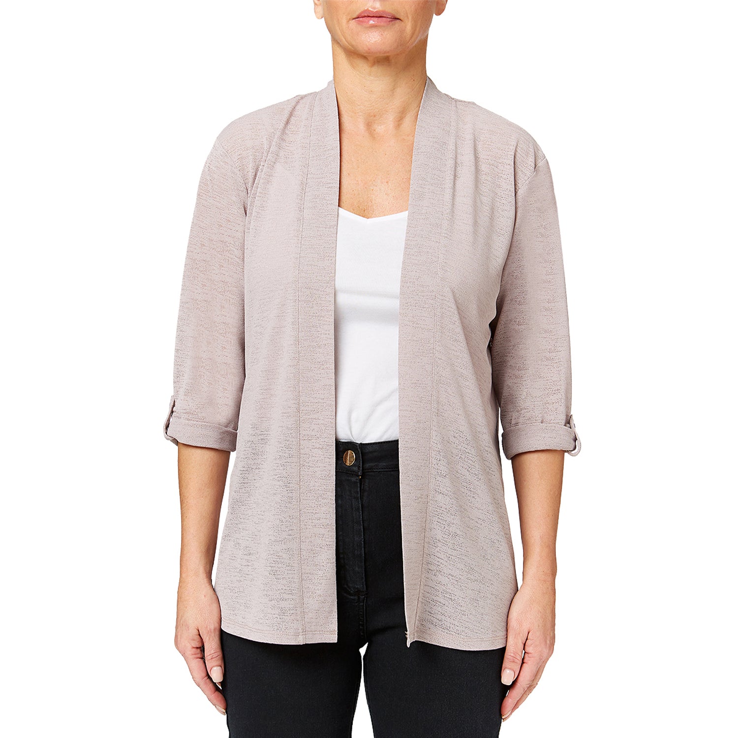 Penny Plain Roll Up Sleeve Cardigan - Cloud 2 Shaws Department Stores