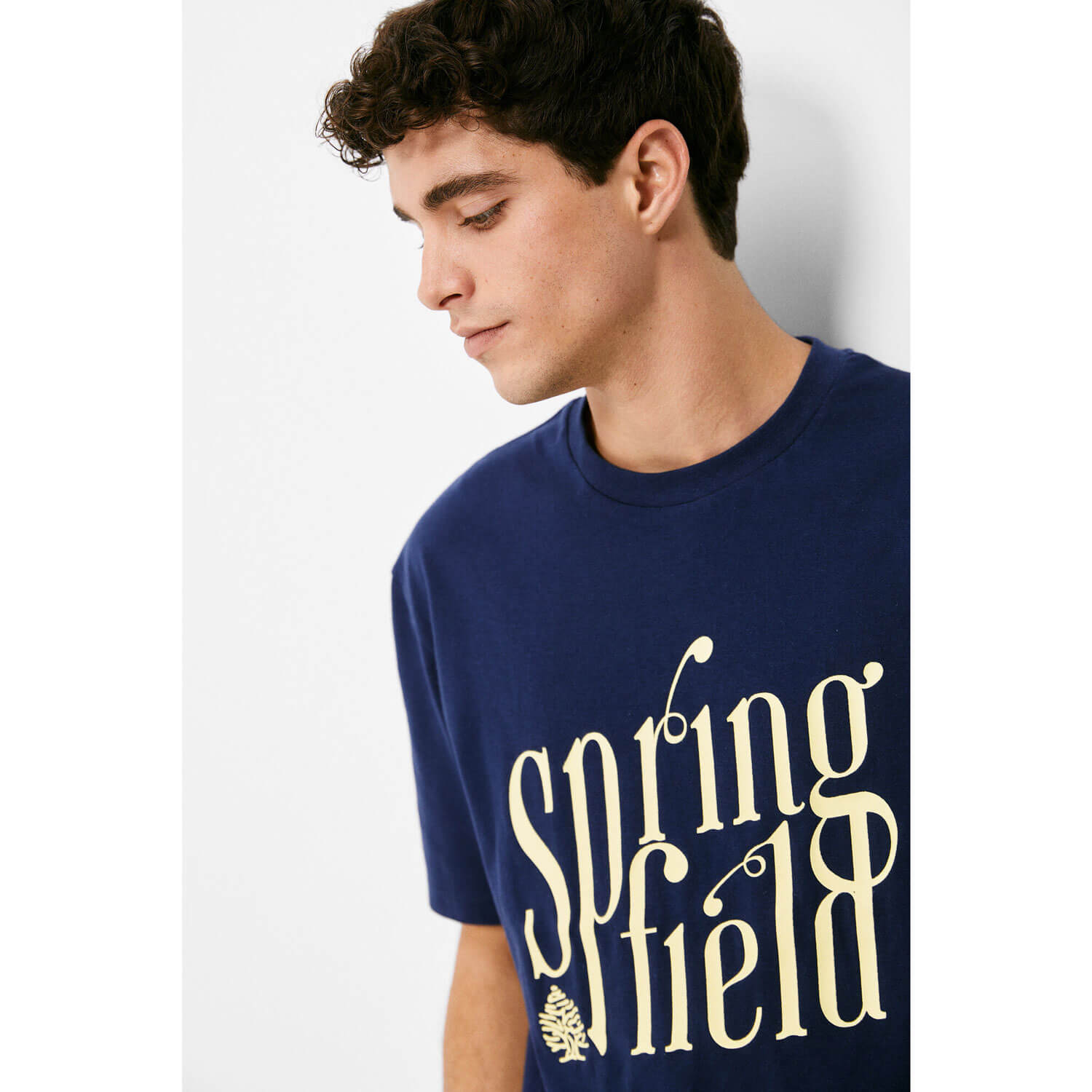 Springfield Short-Sleeve Print T-Shirt - Blue 3 Shaws Department Stores