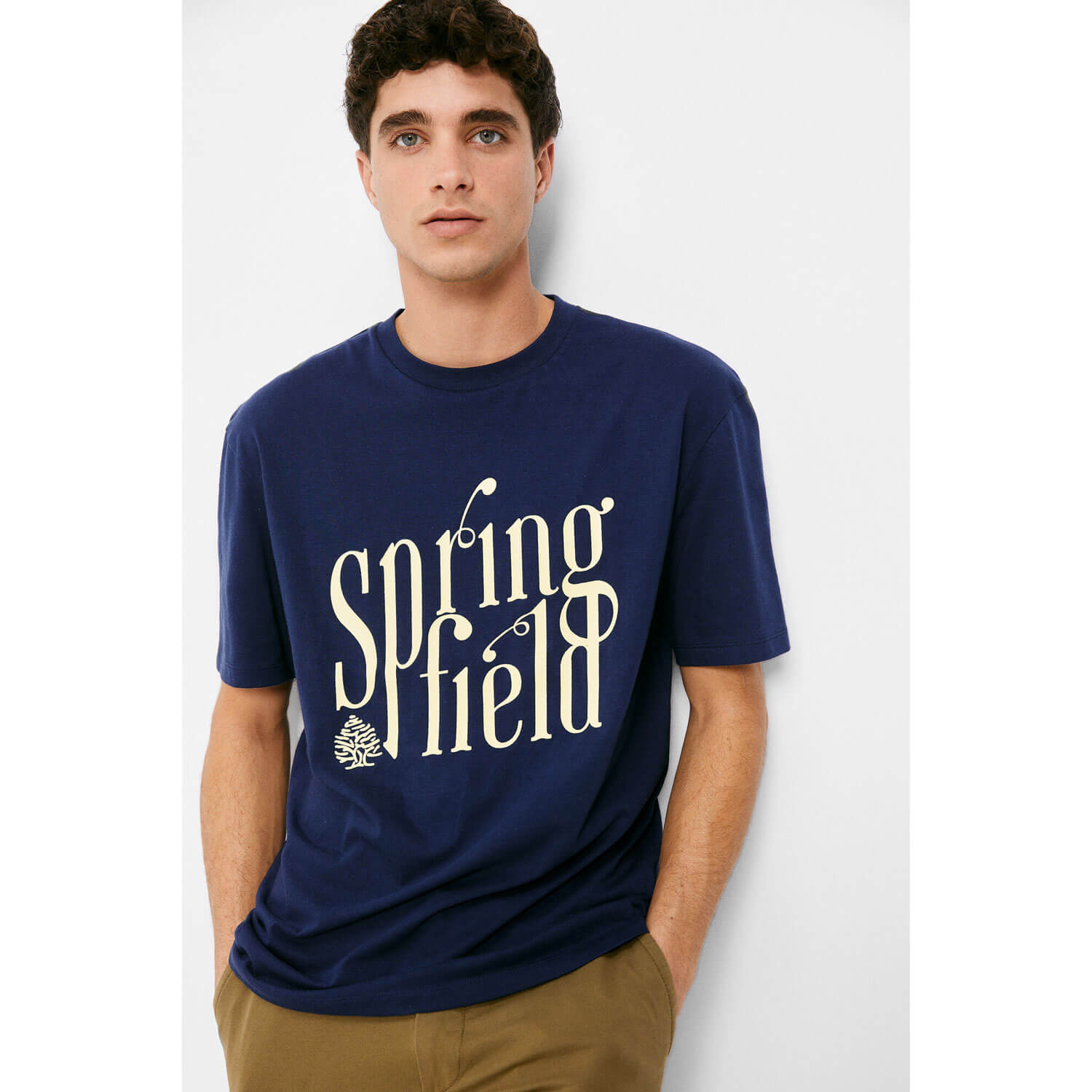 Springfield Short-Sleeve Print T-Shirt - Blue 1 Shaws Department Stores