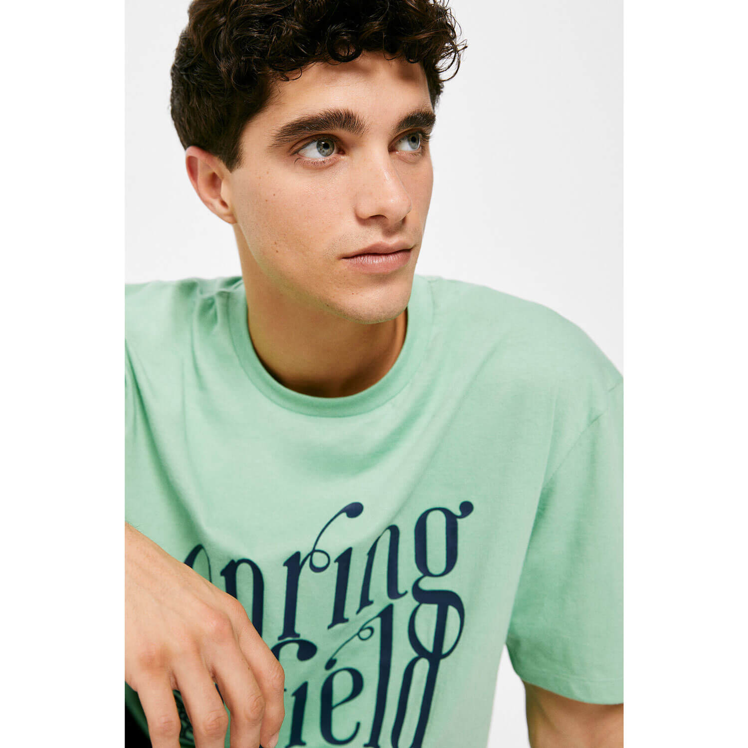 Springfield Short-Sleeve Print T-Shirt - Green 3 Shaws Department Stores