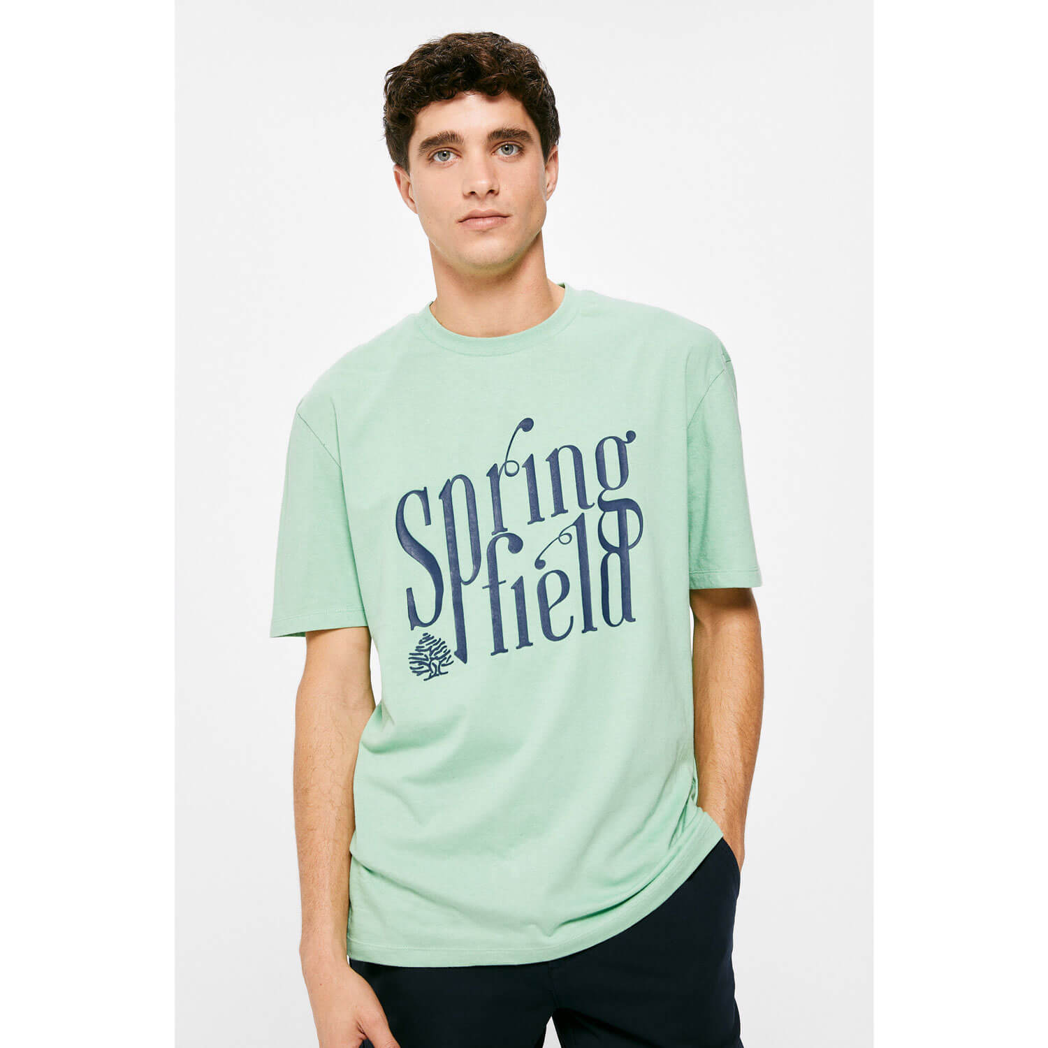 Springfield Short-Sleeve Print T-Shirt - Green 1 Shaws Department Stores
