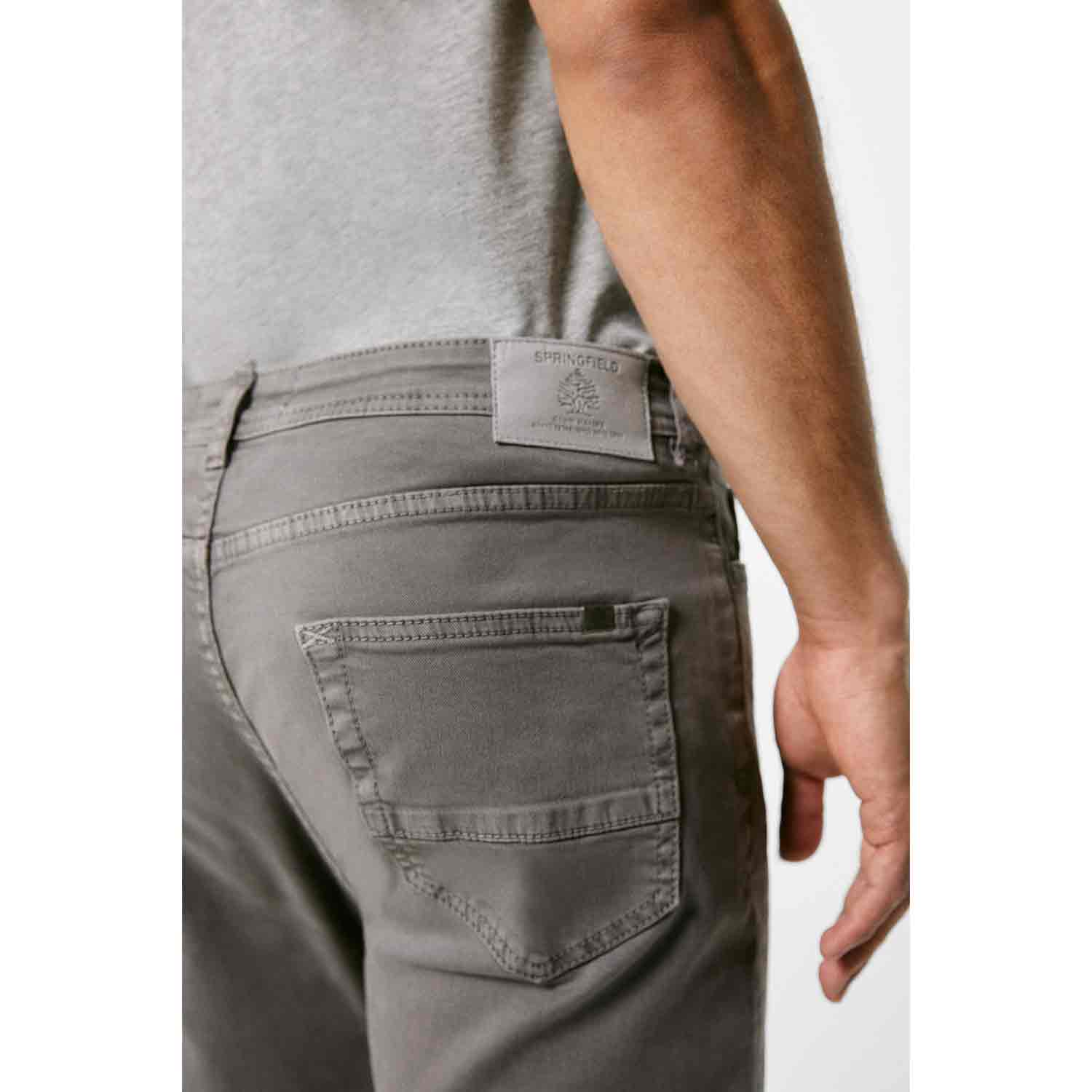 Springfield Slim 5-Pocket Cotton Trouser - Grey 5 Shaws Department Stores