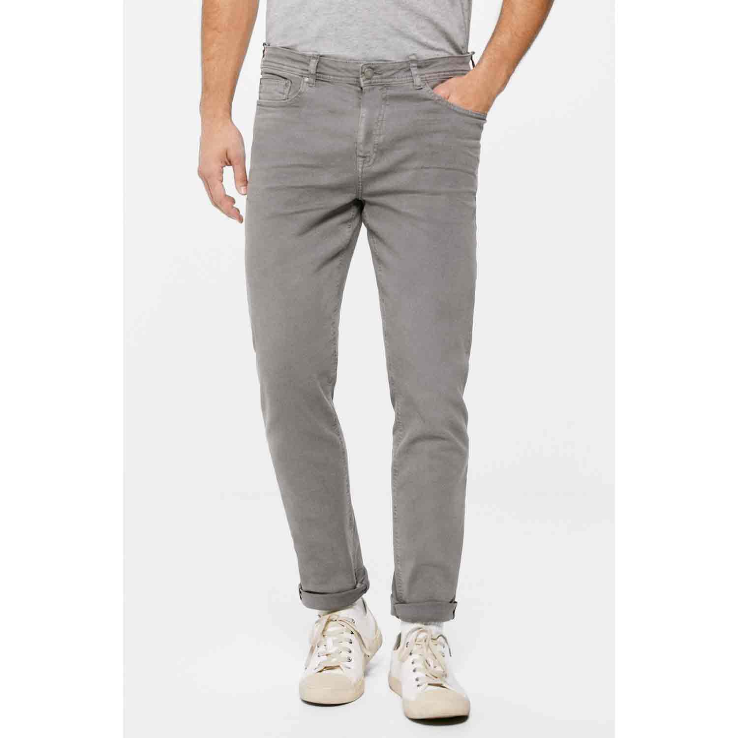 Springfield Slim 5-Pocket Cotton Trouser - Grey 1 Shaws Department Stores