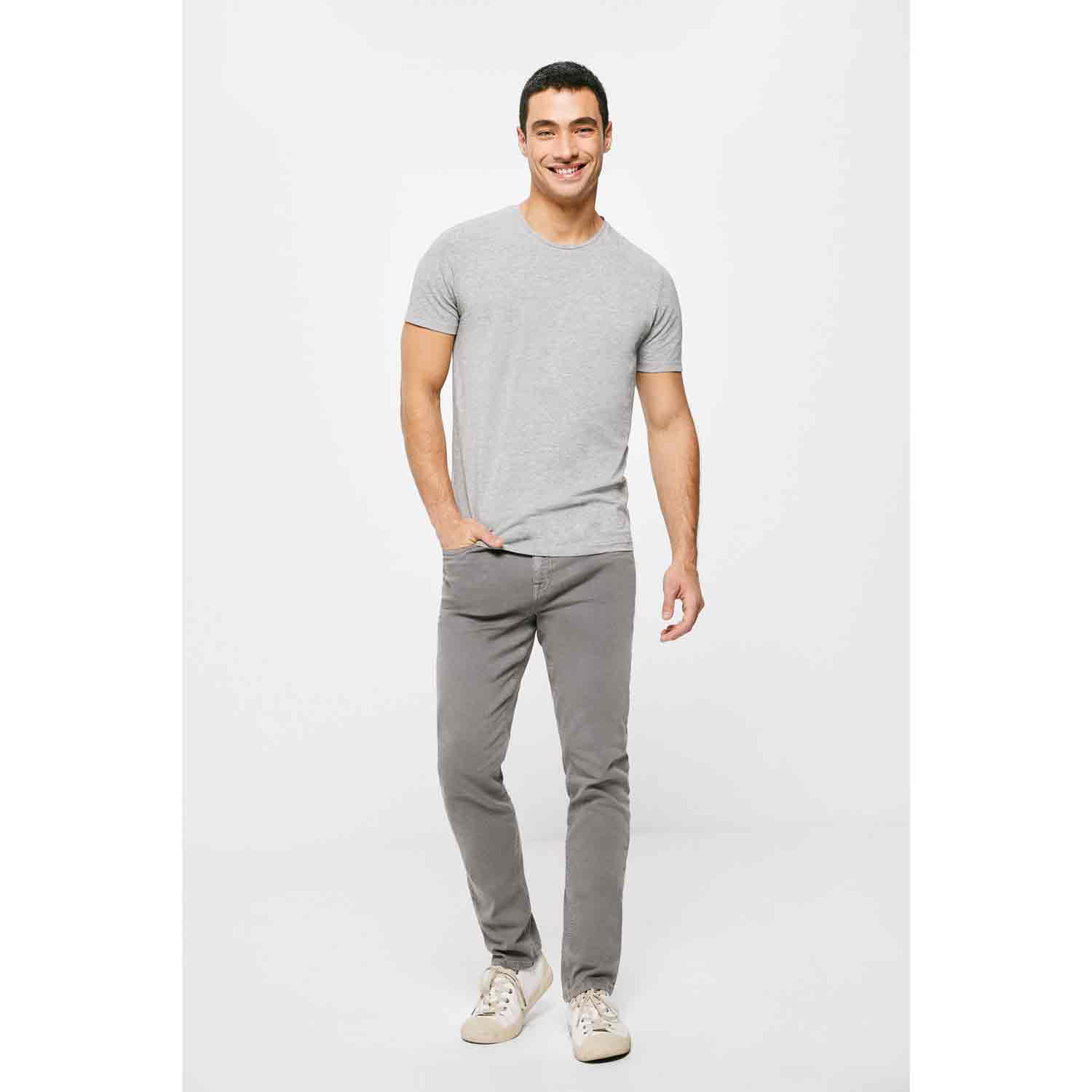 Springfield Slim 5-Pocket Cotton Trouser - Grey 2 Shaws Department Stores