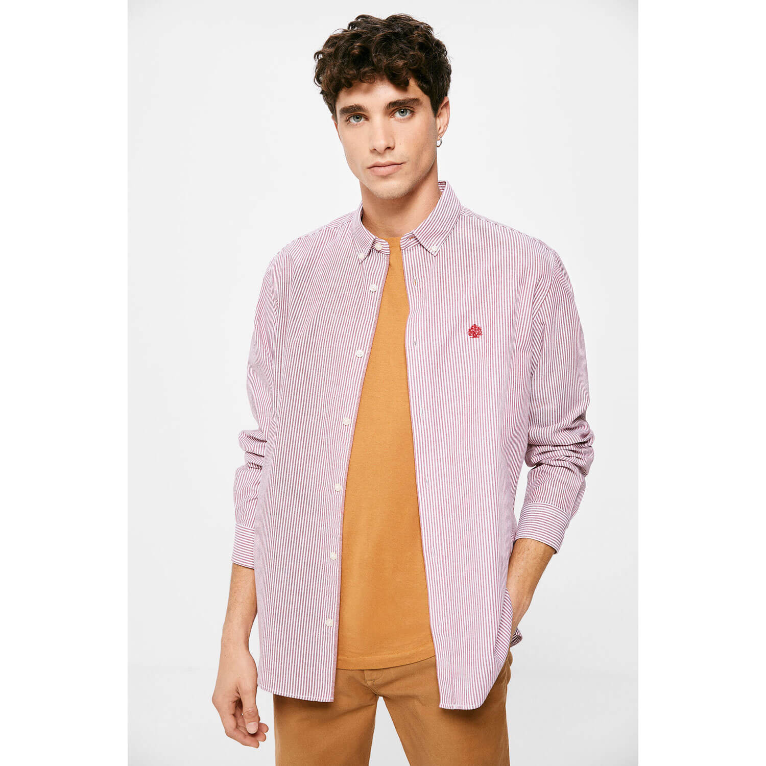 Springfield Long-Sleeve Striped Shirt - Red 1 Shaws Department Stores