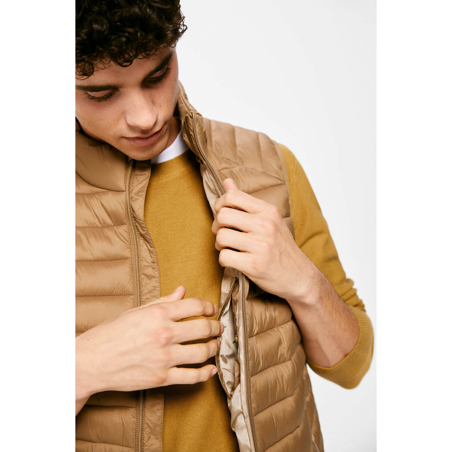 Springfield Nylon Casual Jacket - Beige/Camel 3 Shaws Department Stores