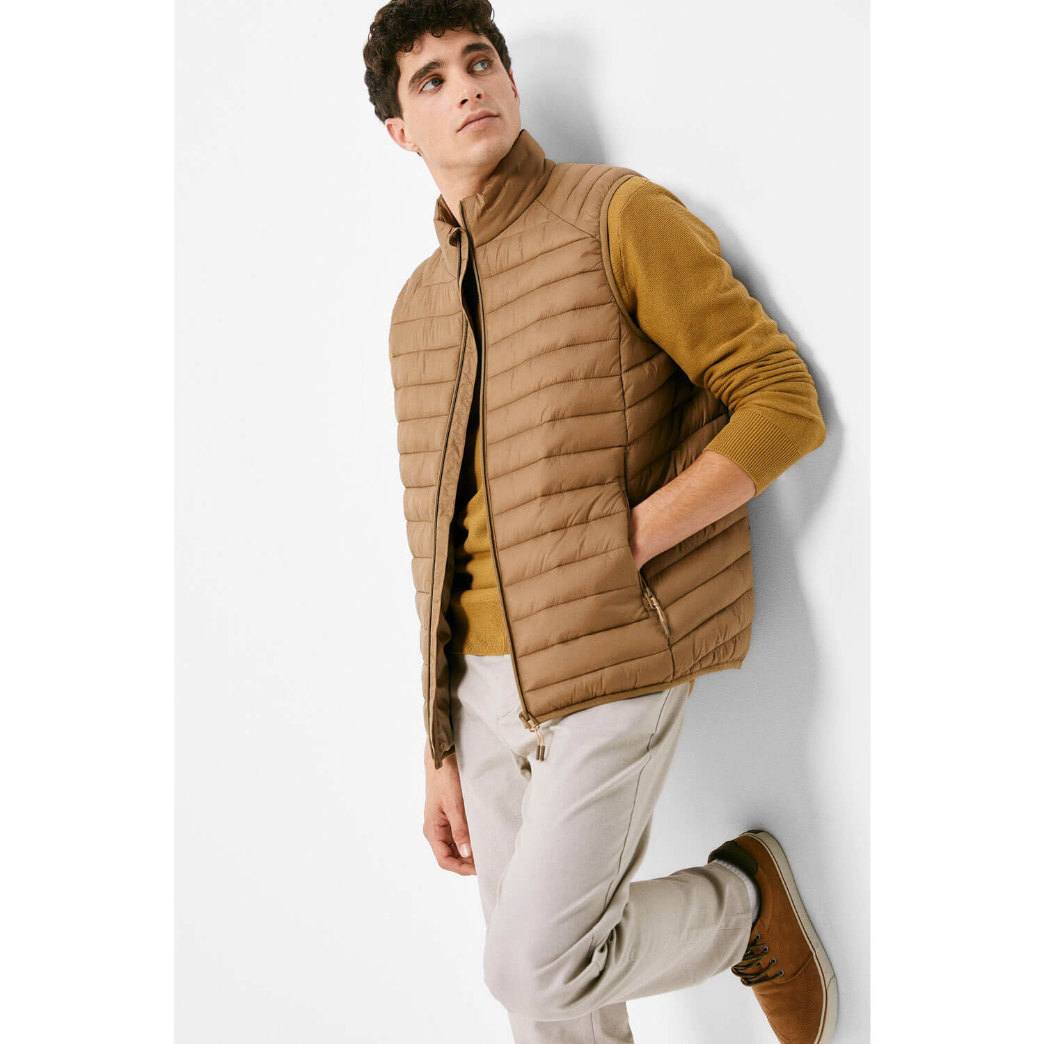 Springfield Nylon Casual Jacket - Beige/Camel 7 Shaws Department Stores