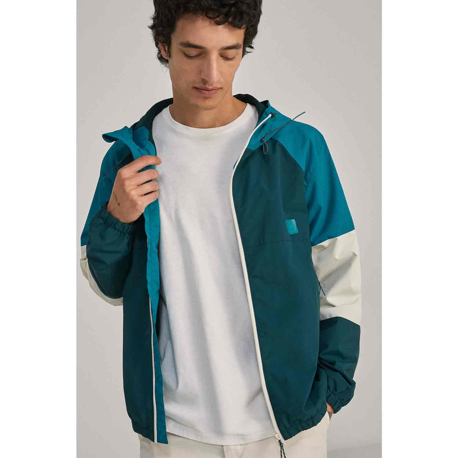 Springfield Nylon Casual Hooded Jacket - Blue 1 Shaws Department Stores