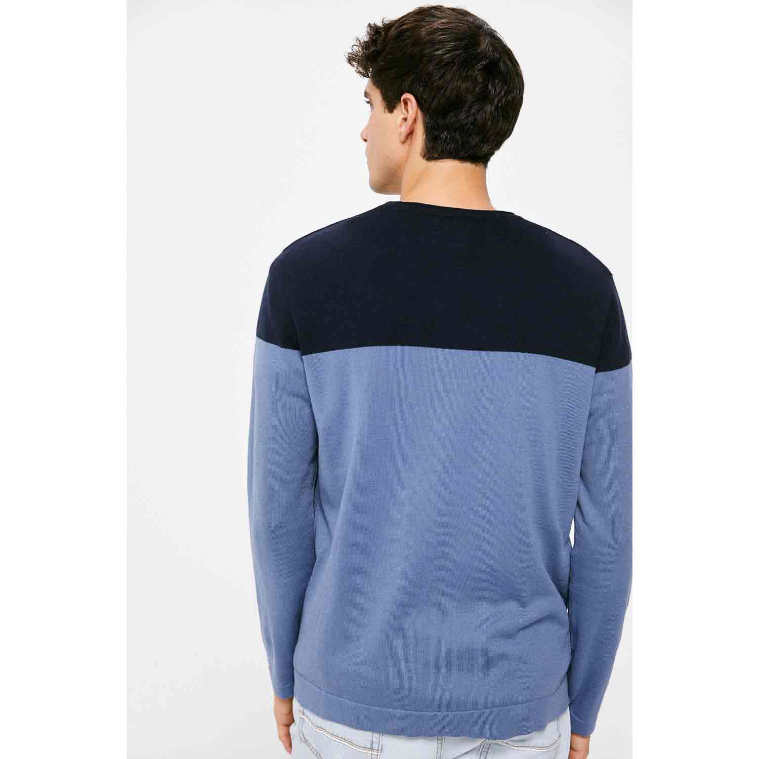 Springfield Long-Sleeve Block Fine Wool Knit - Navy 3 Shaws Department Stores