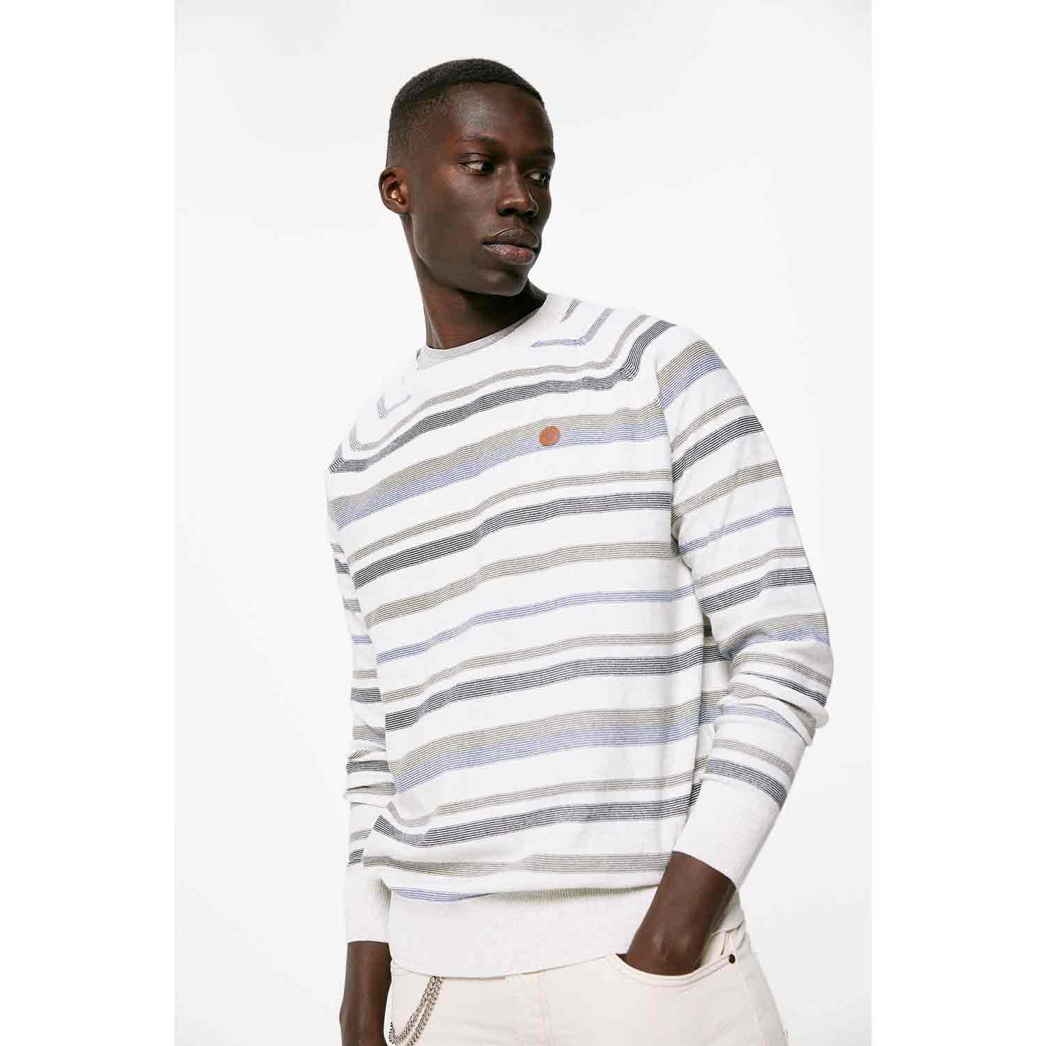 Springfield Long-Sleeve Stripe Fine Wool Knit - Grey / Silver 1 Shaws Department Stores