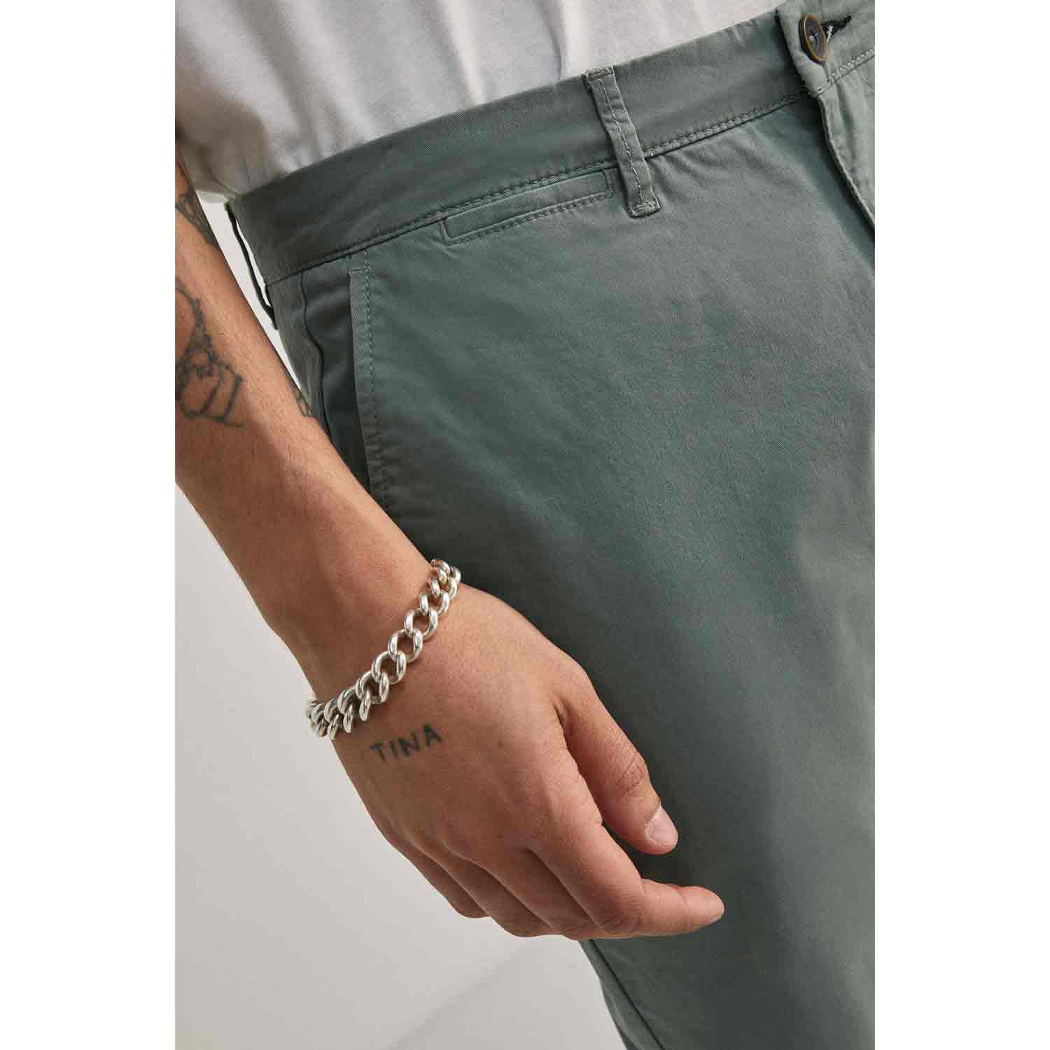 Springfield Skinny Patterned Chino - Green 5 Shaws Department Stores