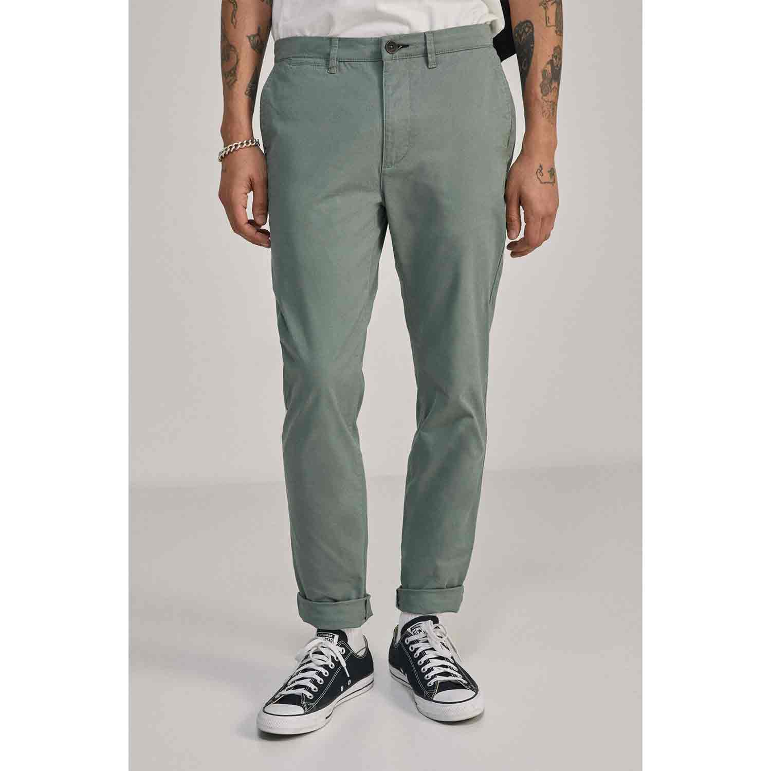 Springfield Skinny Patterned Chino - Green 1 Shaws Department Stores
