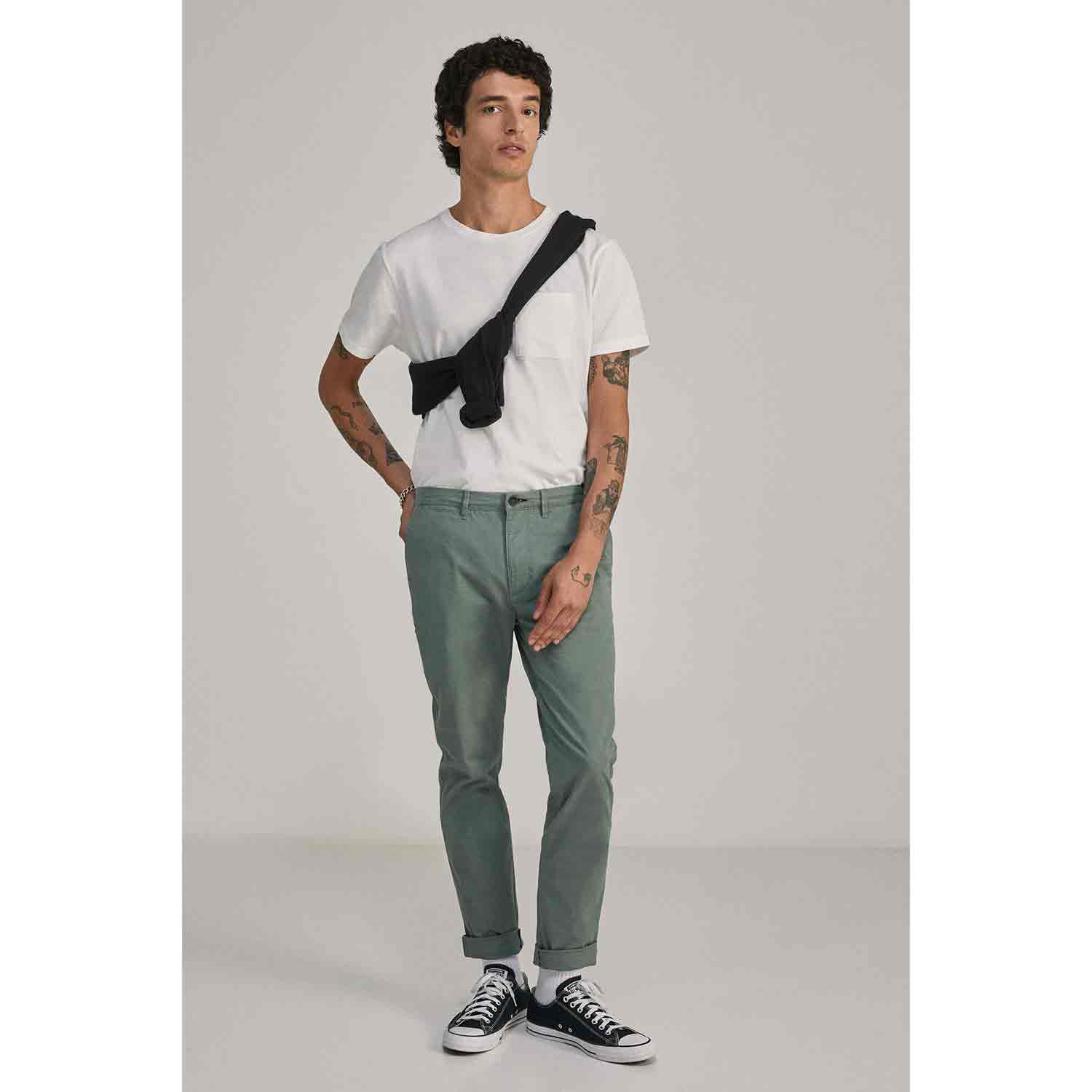 Springfield Skinny Patterned Chino - Green 2 Shaws Department Stores