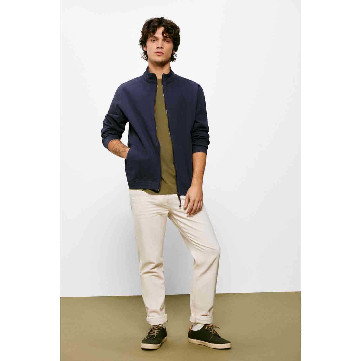 Springfield Cotton Casual Jacket - Blue 4 Shaws Department Stores