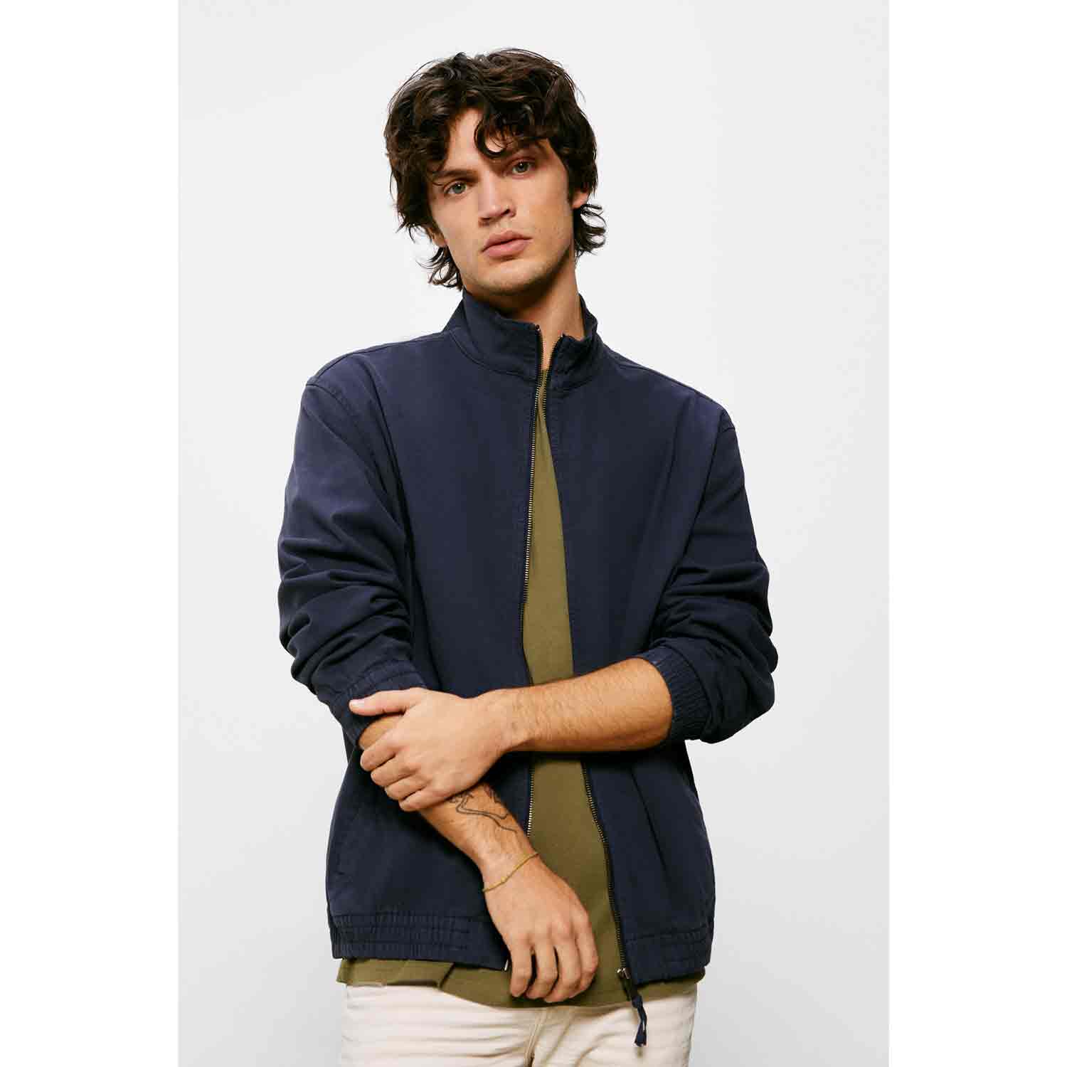 Springfield Cotton Casual Jacket - Blue 1 Shaws Department Stores
