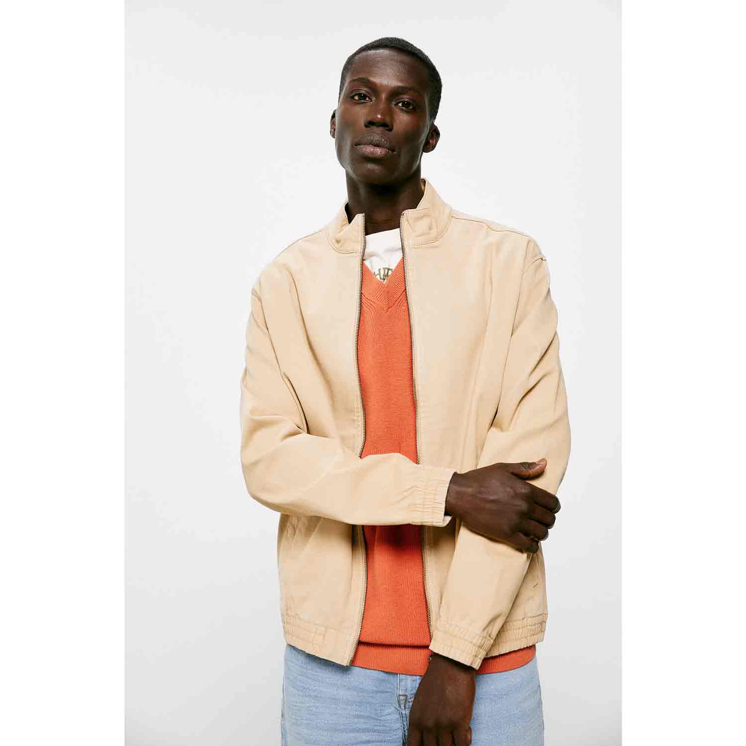 Springfield Cotton Casual Jacket - Beige 1 Shaws Department Stores