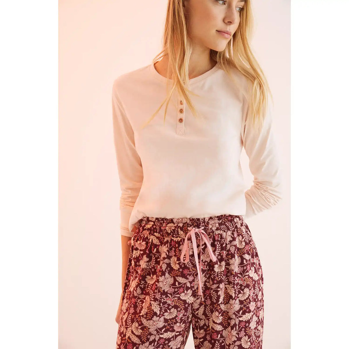 Maroon Floral Long Trousers
